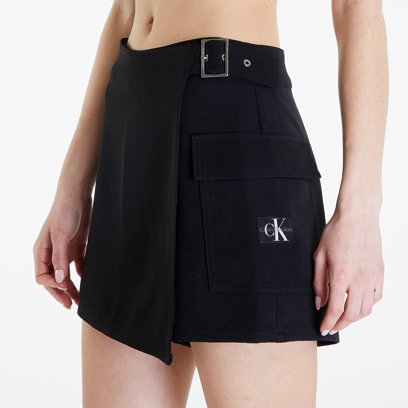 Szorty Calvin Klein Jeans Buckle Wrap Mini Skort Black