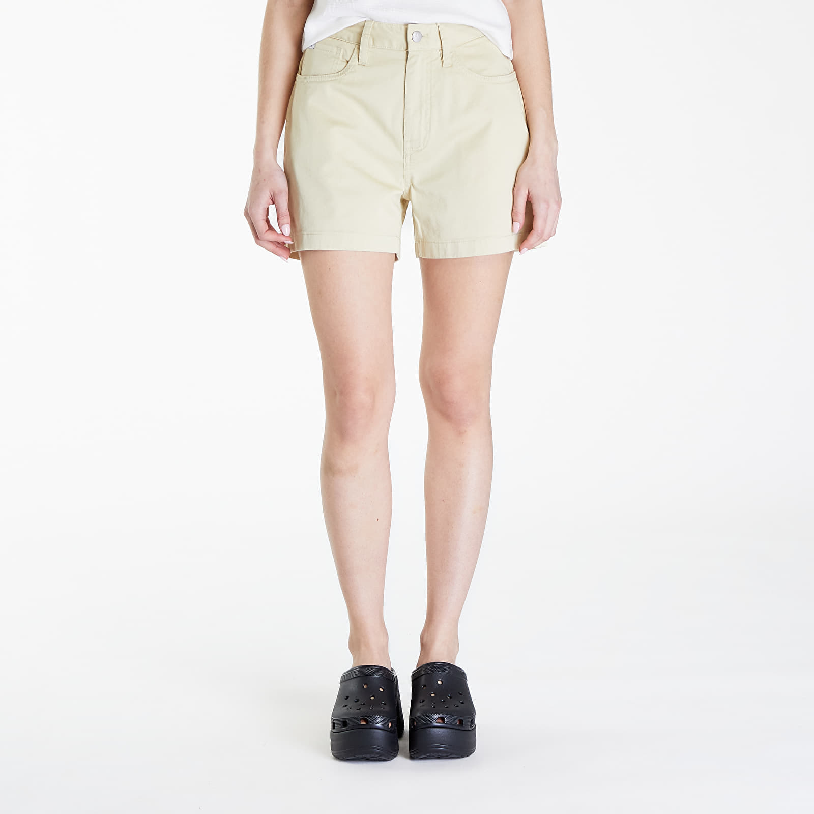 Къси панталони Calvin Klein Jeans Woven Label Mom Short Green Haze