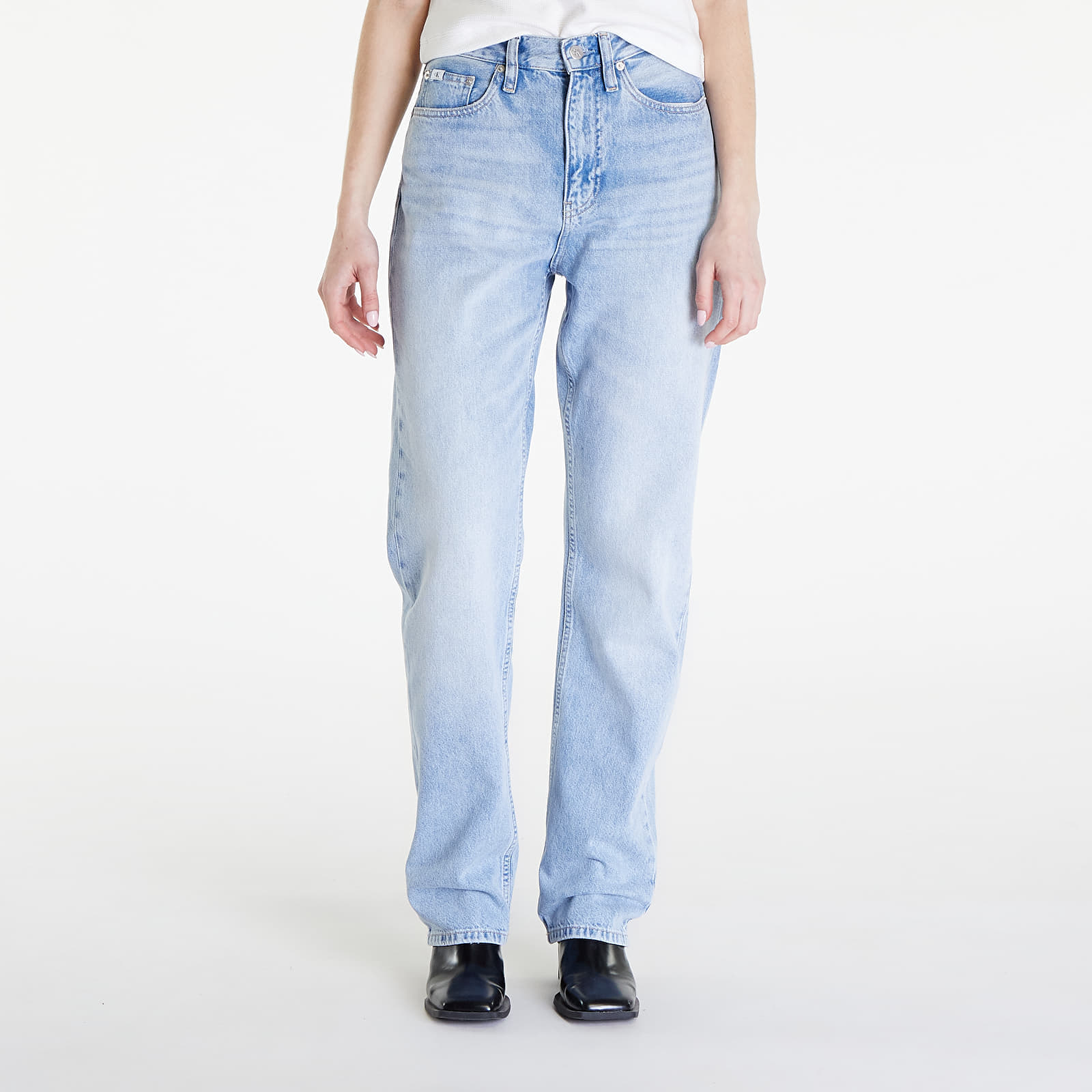 Дънки Calvin Klein Jeans High Rise Straight Jeans Denim Light