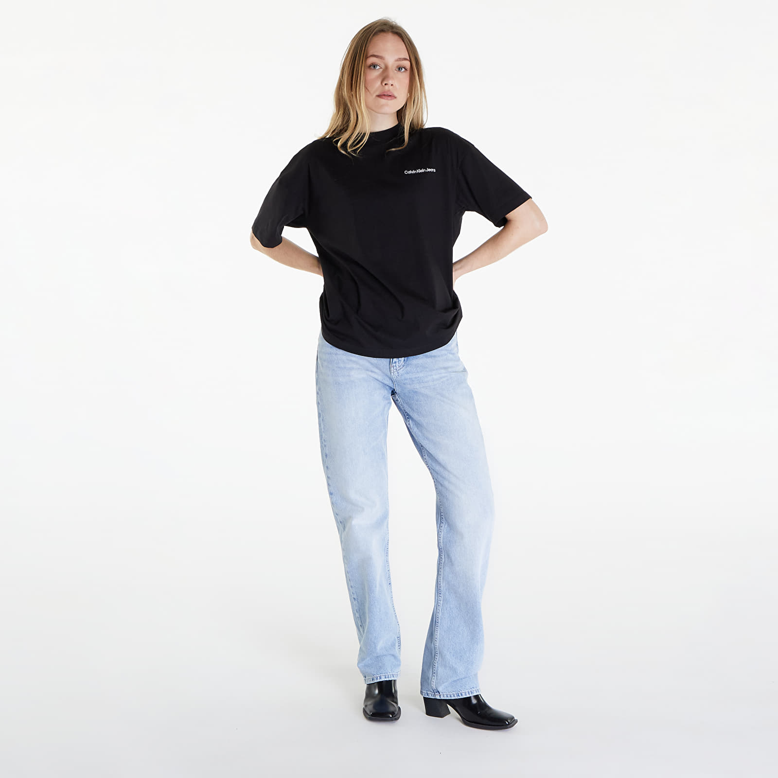 Trička Calvin Klein Jeans Embroidered Slogan Back Tee Black