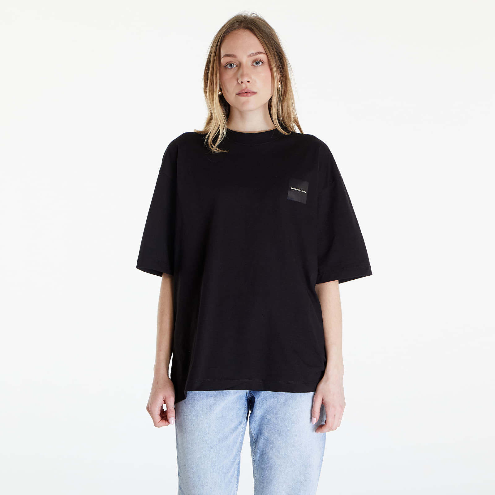 Levně Calvin Klein Jeans Warp Logo Boyfriend Short Sleeve Tee Black