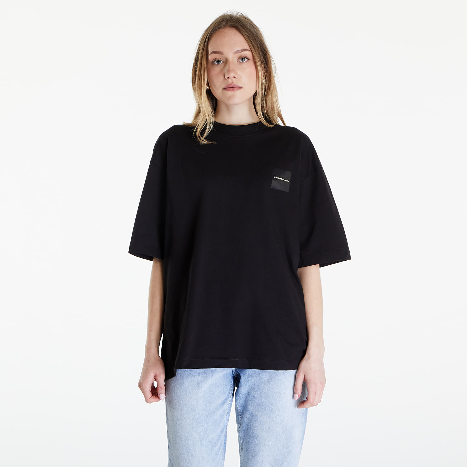 Pólók Calvin Klein Jeans Warp Logo Boyfriend Short Sleeve Tee Black