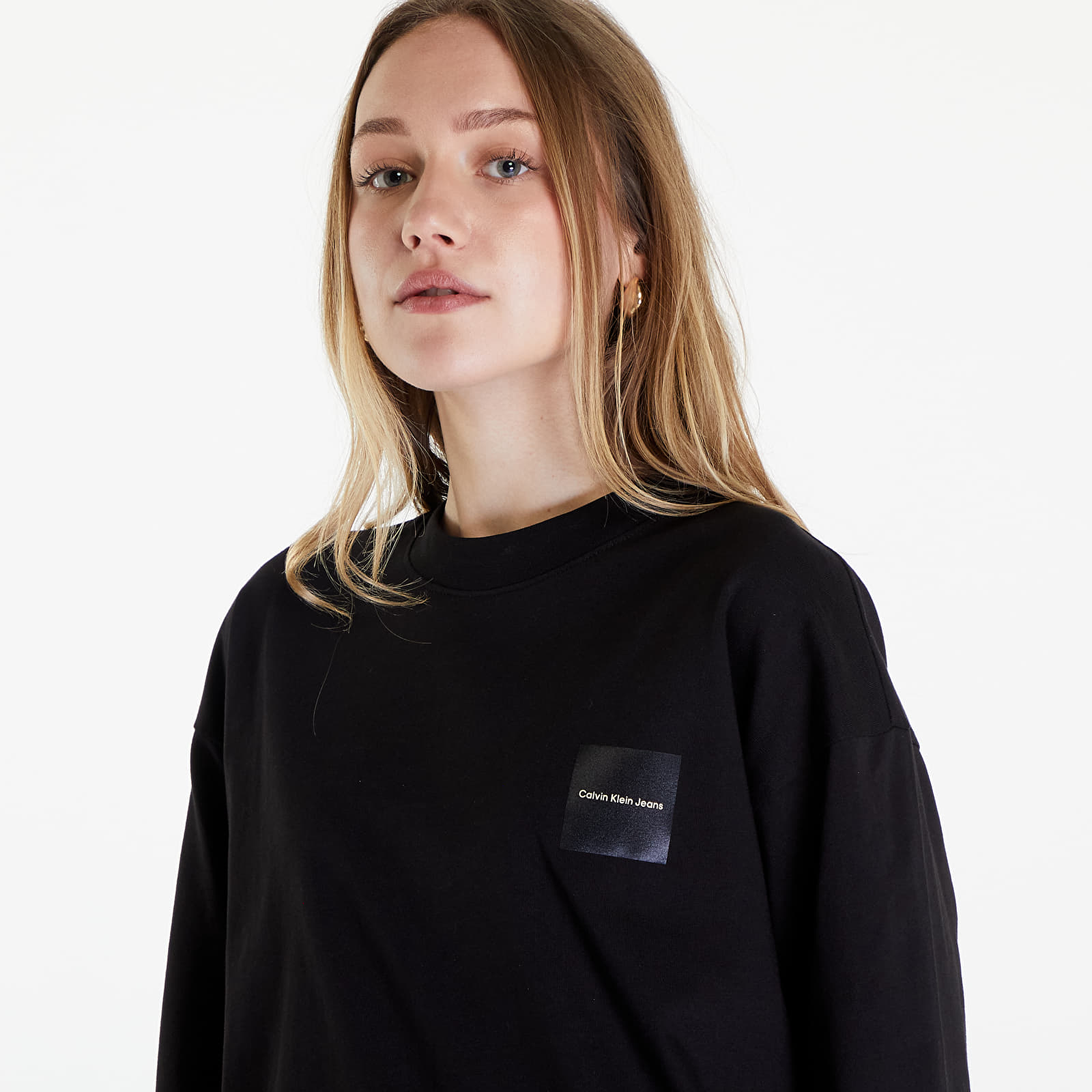 Pólók Calvin Klein Jeans Warp Logo Boyfriend Short Sleeve Tee Black