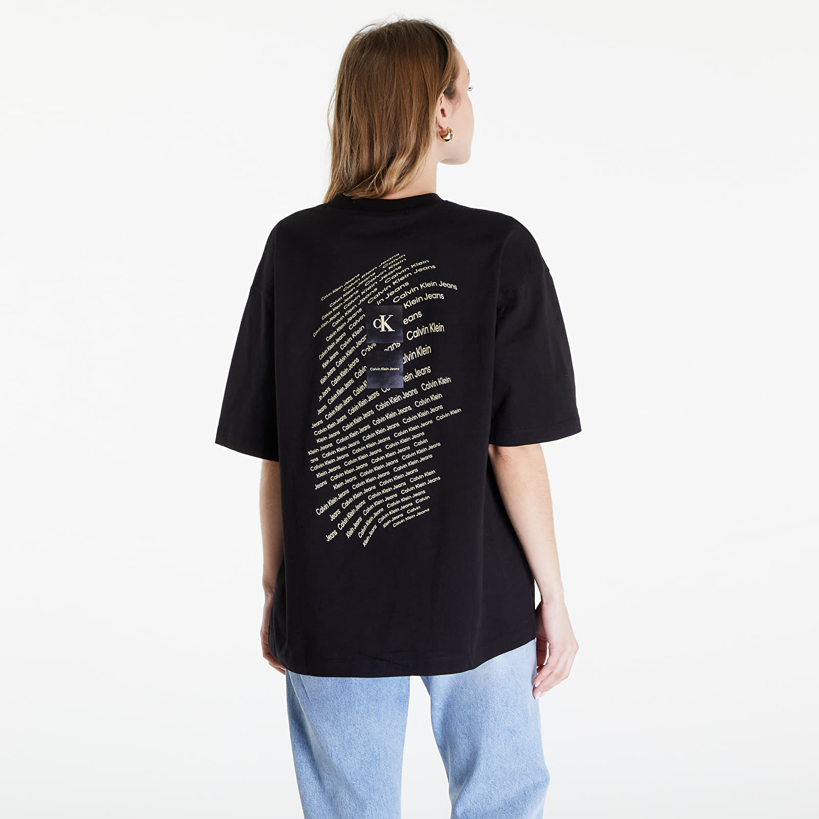 T shirts Calvin Klein Jeans Warp Logo Boyfriend Short Sleeve Tee Black Footshop