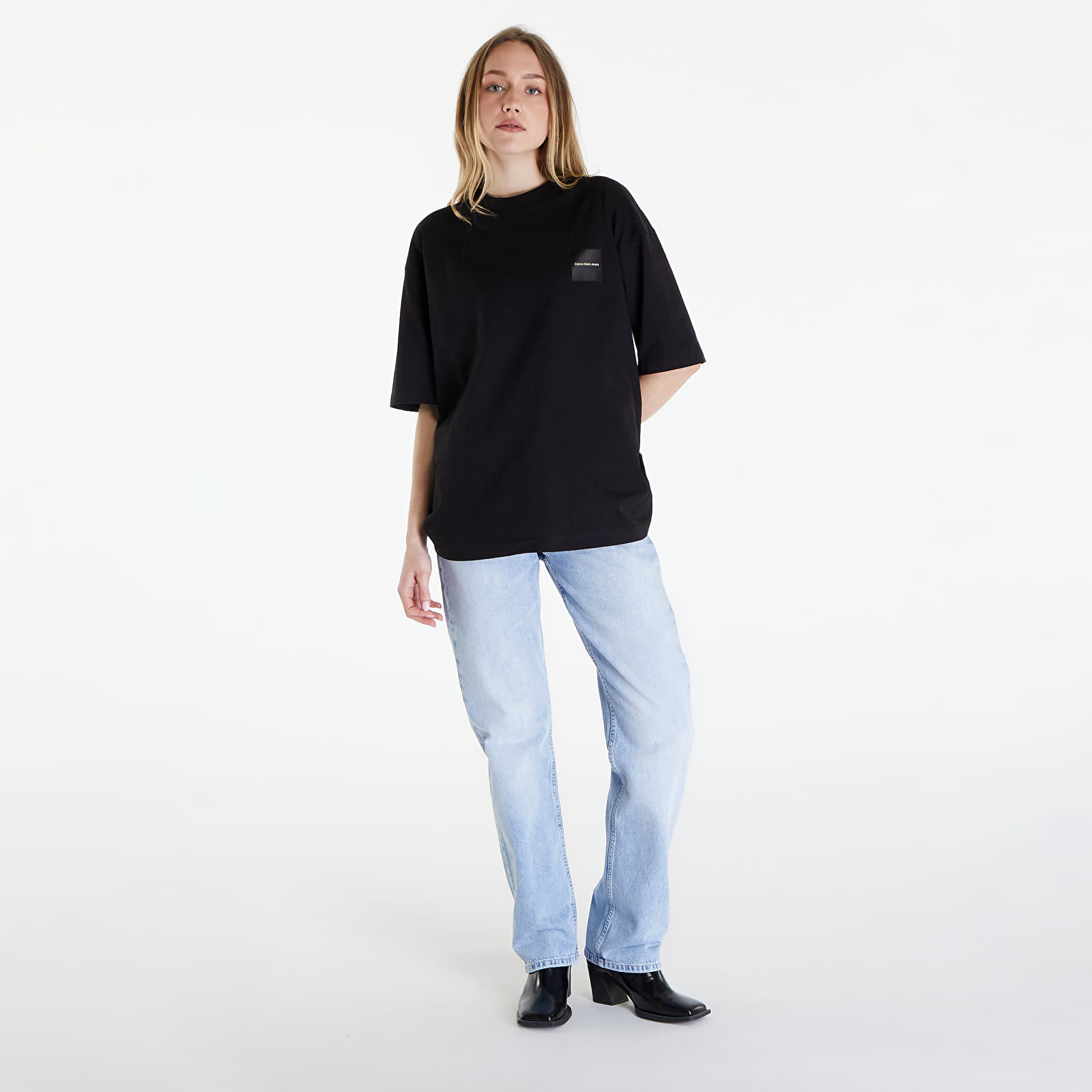 Pólók Calvin Klein Jeans Warp Logo Boyfriend Short Sleeve Tee Black