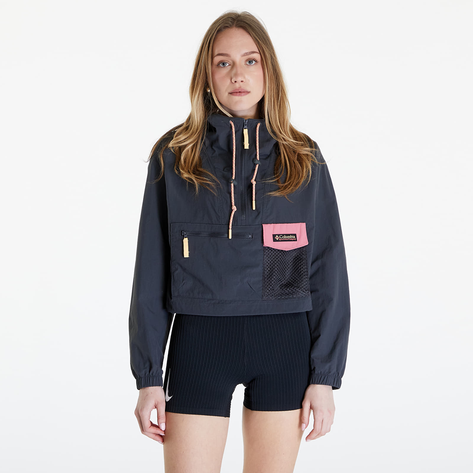 Valmentajan takit Columbia Painted Peak™ Cropped Wind Jacket Shark/ Pink Agave