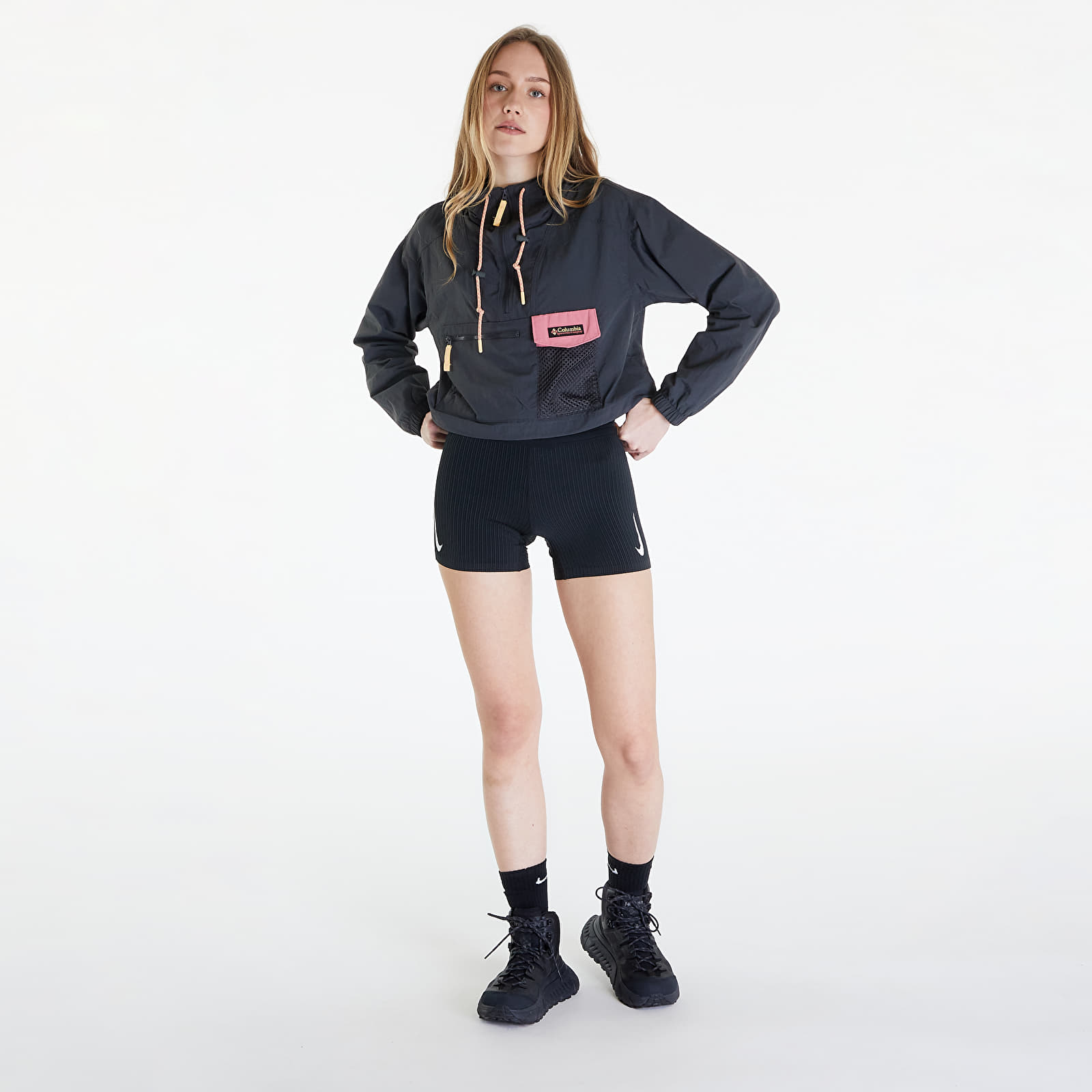 Valmentajan takit Columbia Painted Peak™ Cropped Wind Jacket Shark/ Pink Agave