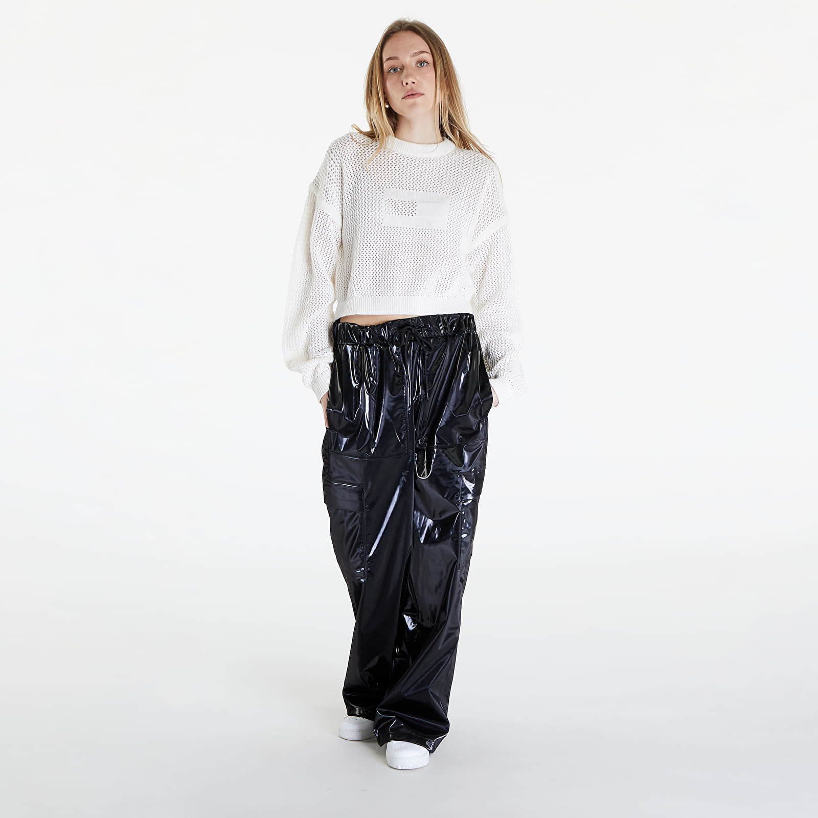 Svetry Tommy Jeans Open Stitch Flag Sweater Ancient White