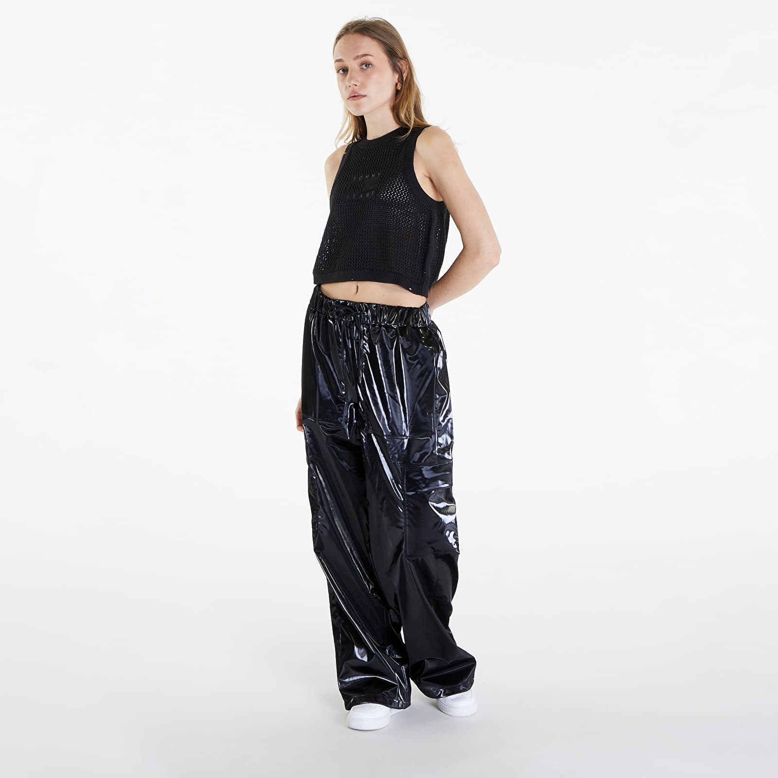 Koszulki na ramiączkach Tommy Jeans Open Stitch Flag Tank Top Black
