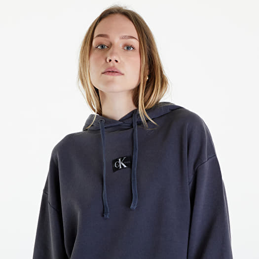 Hoodies and sweatshirts Calvin Klein Jeans Washed Woven Label Hoodie Gray Footshop