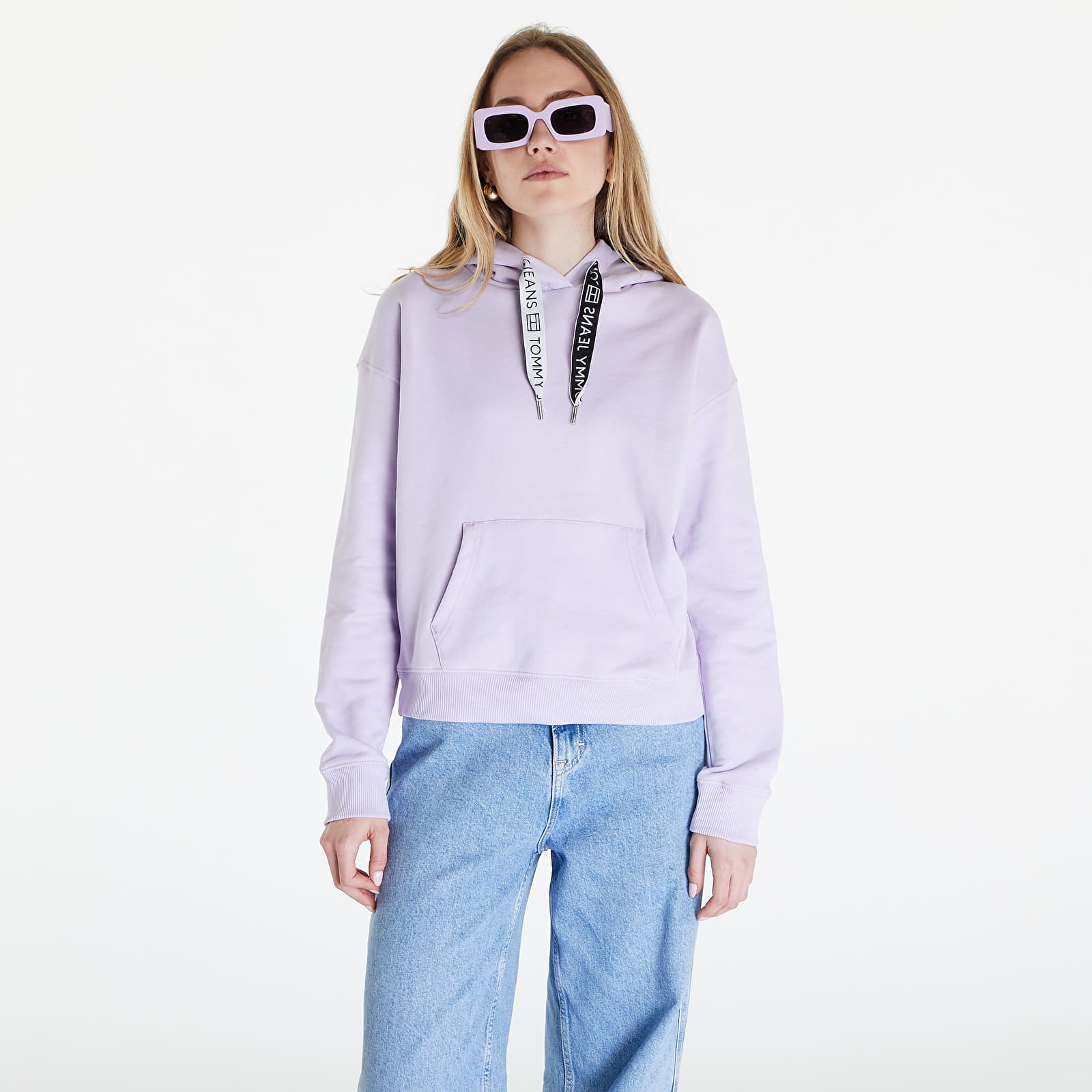 Hoodies and sweatshirts  Tommy Jeans Boxy Logo Drawcord Hoodie Lavender Flower