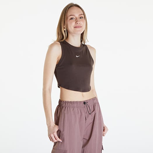 Tílko Nike Sportswear Essentials Women's Ribbed Cropped Tank Baroque Brown/ Sail