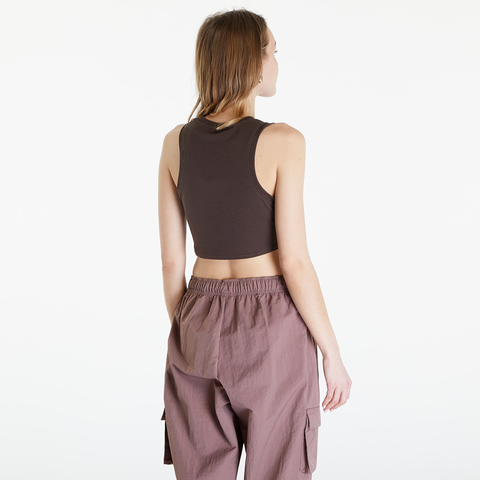Tílka Nike Sportswear Essentials Women's Ribbed Cropped Tank Baroque Brown/ Sail