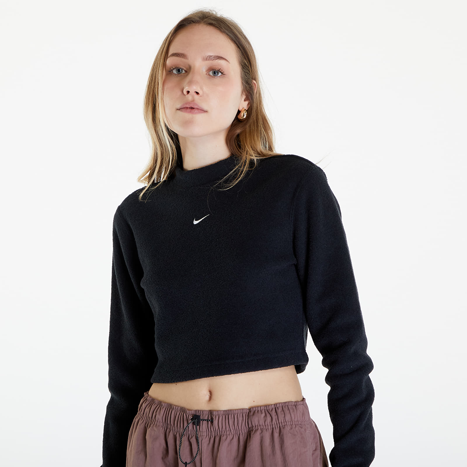 Tank Tops Nike Sportswear Phoenix Plush Women's Long-Sleeve Crop Top Black/ Sail