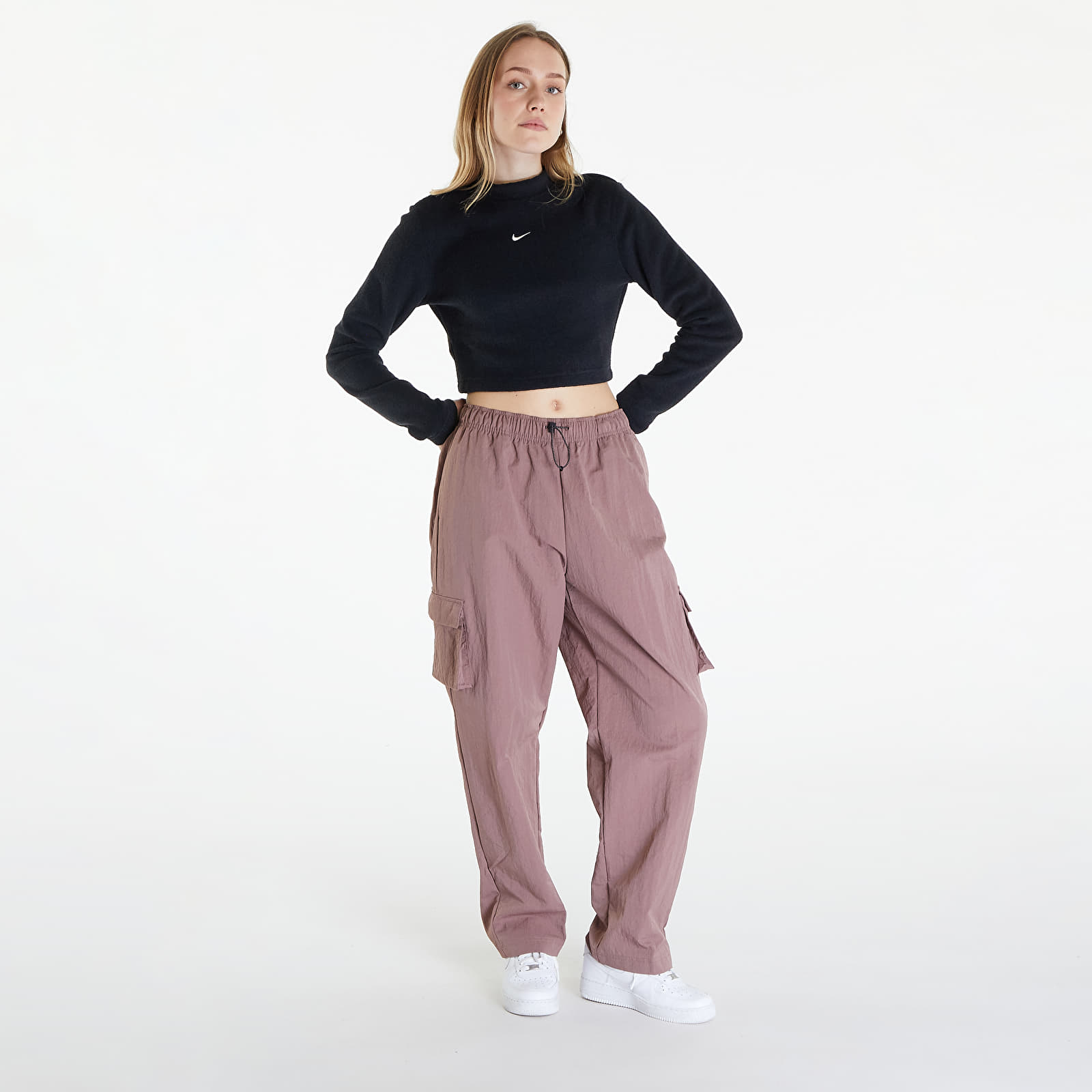 Tank Tops Nike Sportswear Phoenix Plush Women's Long-Sleeve Crop Top Black/ Sail