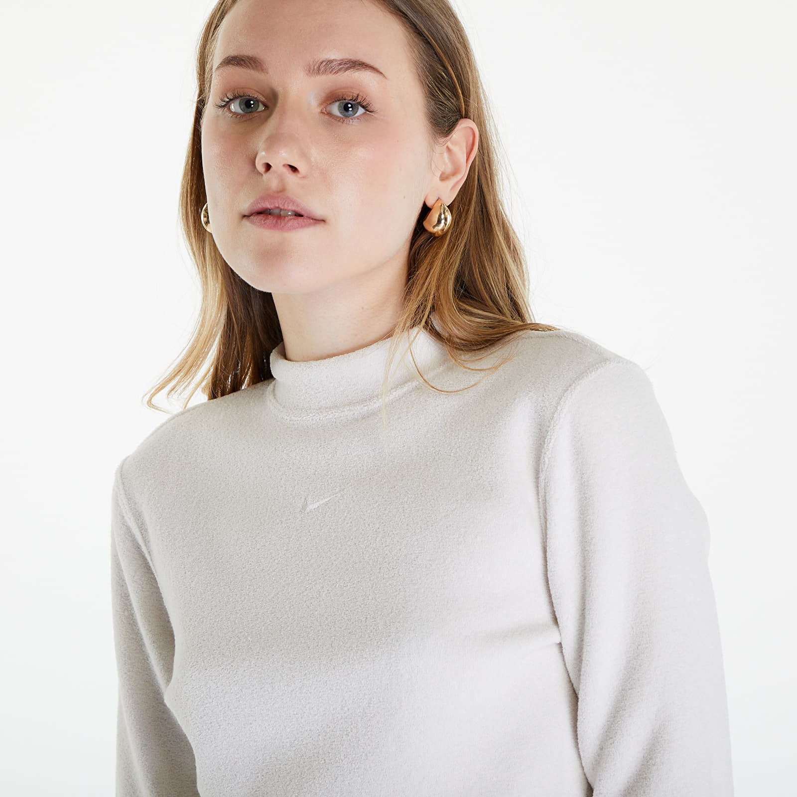 Tank Topid Nike Sportswear Phoenix Plush Women's Long-Sleeve Crop Top Lt Orewood Brn/ Sail