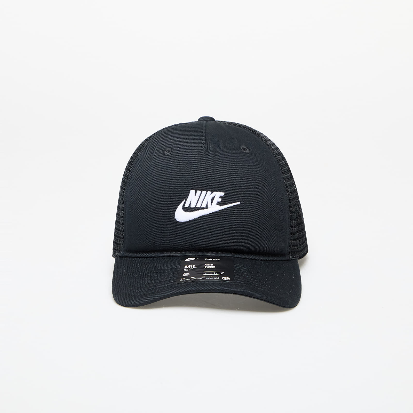 Шапки Nike Rise Cap Structured Trucker Cap Black/ Black/ White