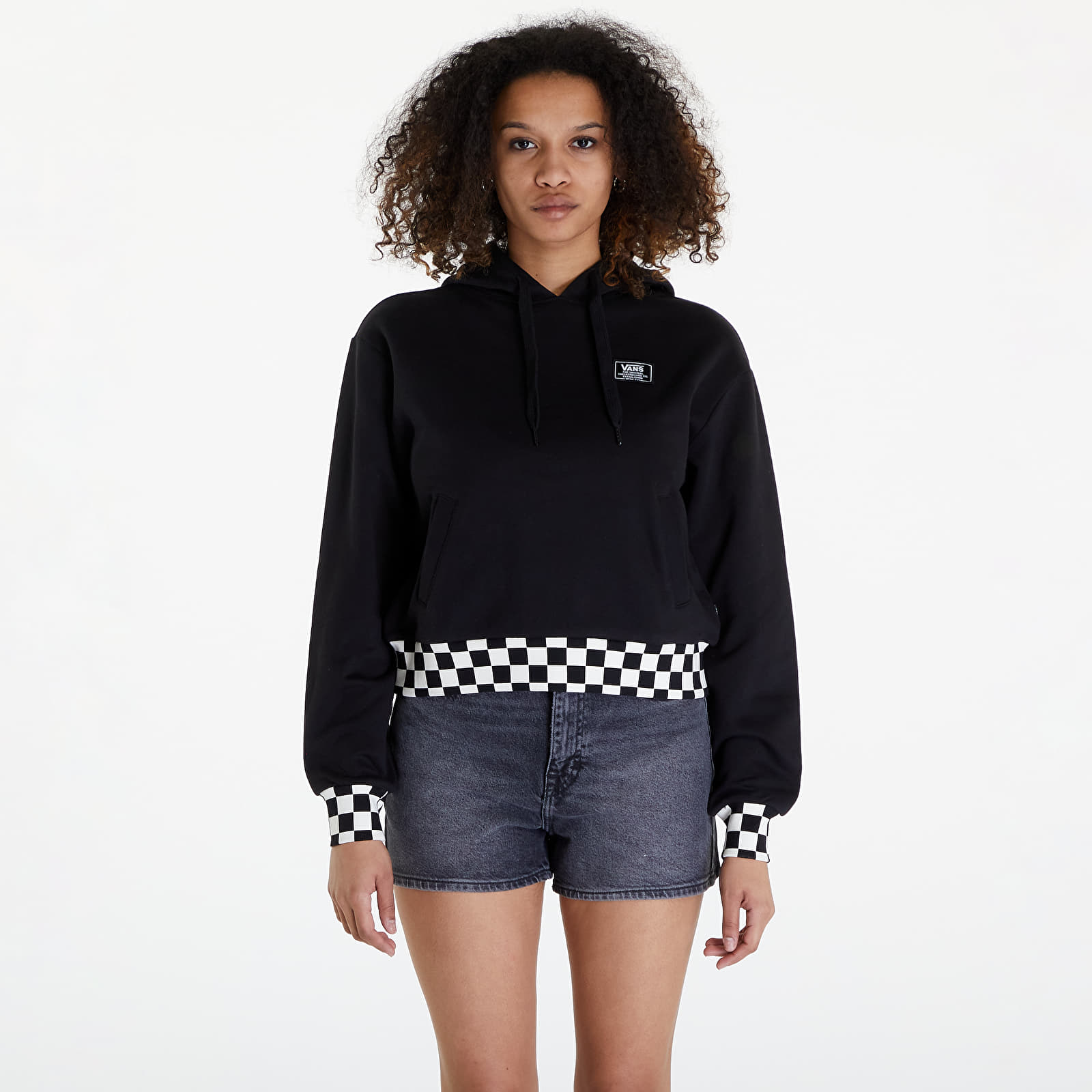 Mikiny Vans Boom Boom Check Crop Ii Black
