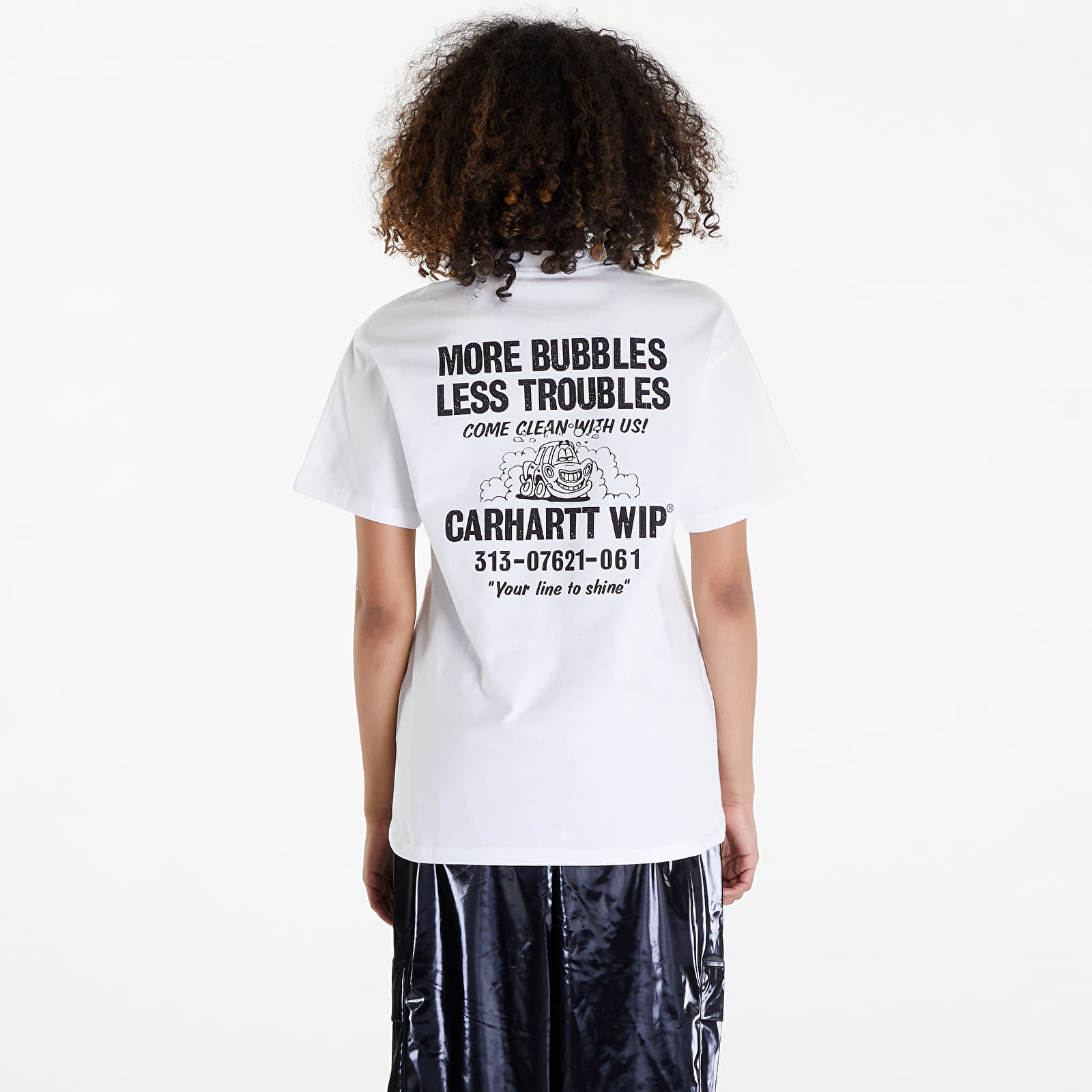 Tricouri  Carhartt WIP Short Sleeve Less Troubles T-Shirt UNISEX White/ Black