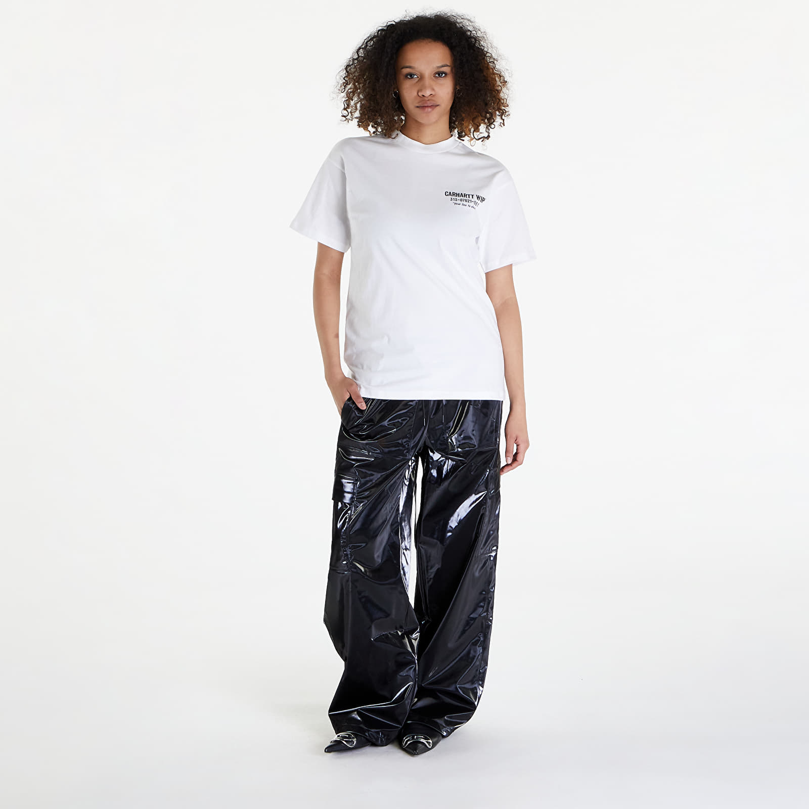 Tricouri  Carhartt WIP Short Sleeve Less Troubles T-Shirt UNISEX White/ Black