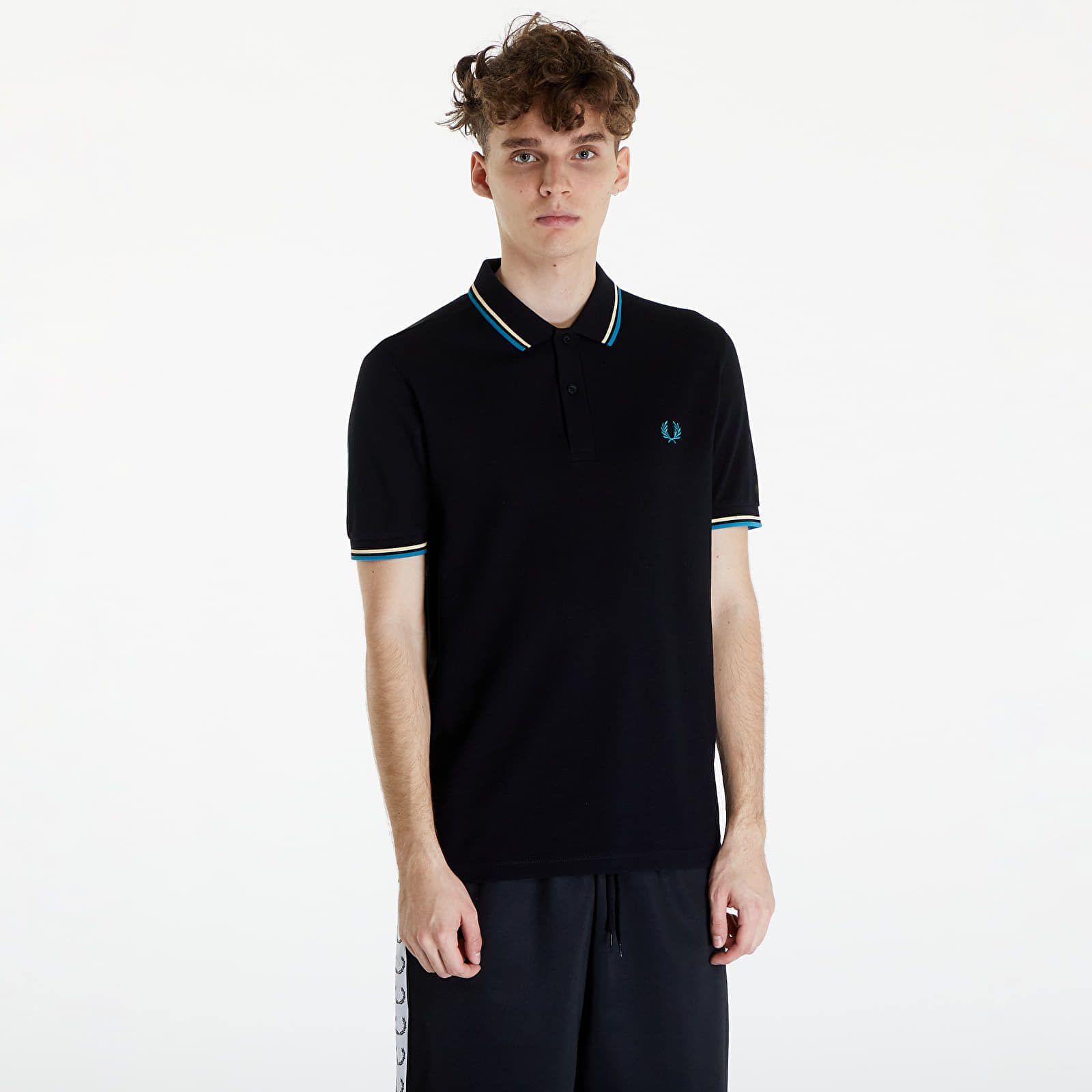 Тениски FRED PERRY Twin Tipped Fred Perry Shirt Black/ Ice Cream/ Cyber Blue