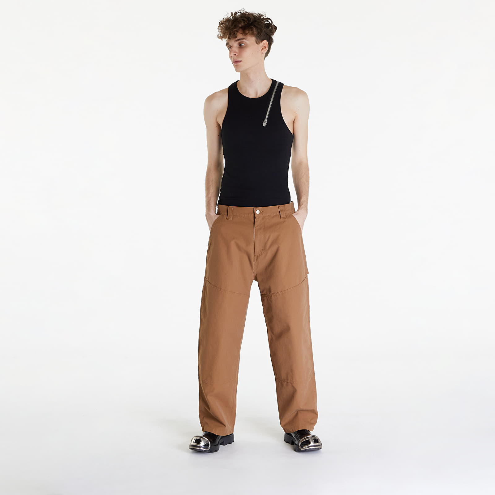 Džíny a kalhoty Carhartt WIP Wide Panel Pant Hamilton Brown Rinsed