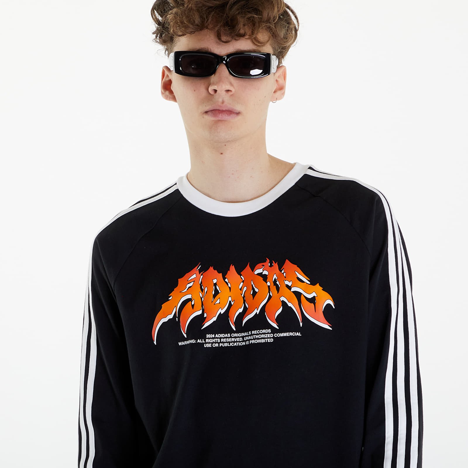 Majice T-shirt adidas Flames Long Sleeve Tee Black/ White