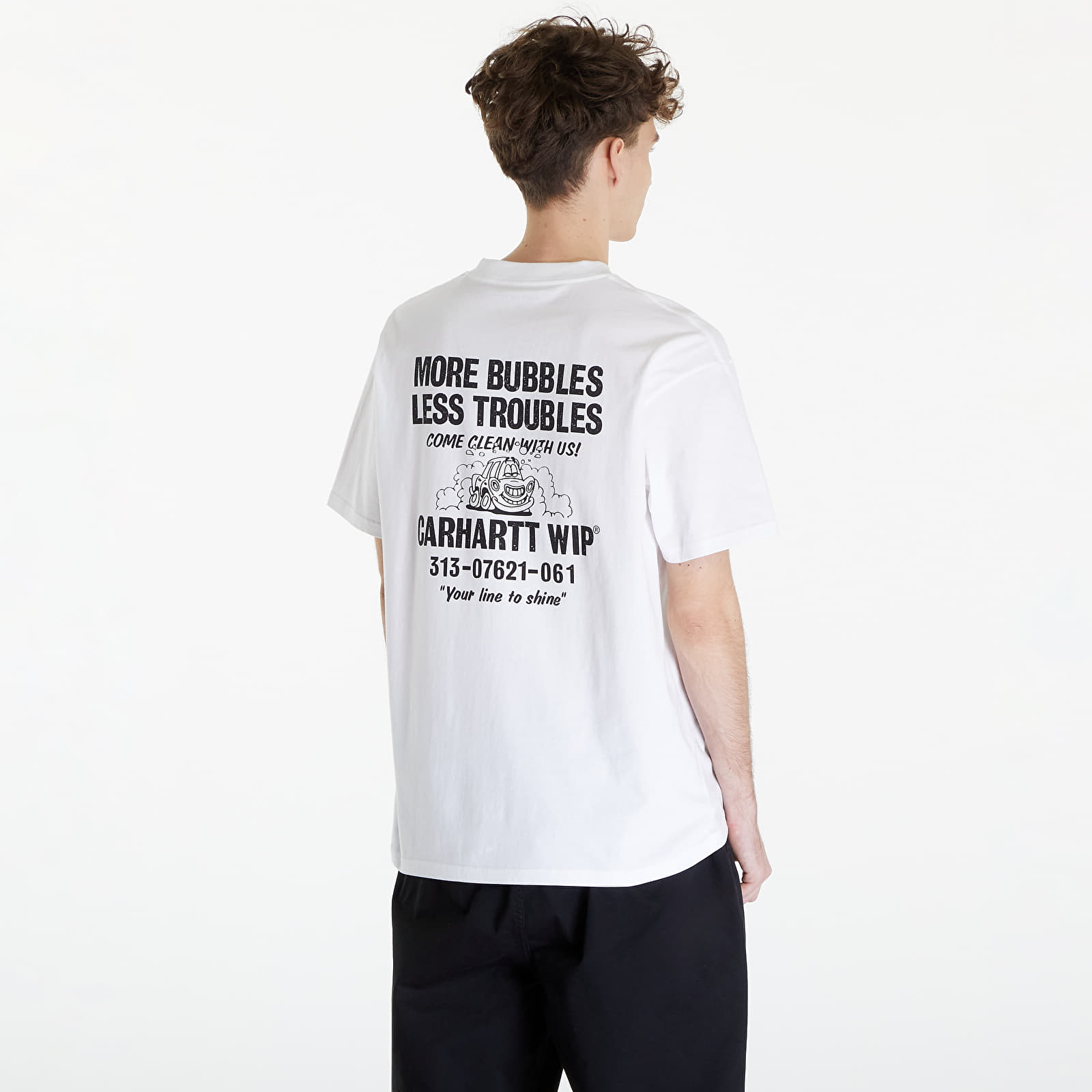 Tricouri  Carhartt WIP Short Sleeve Less Troubles T-Shirt UNISEX White/ Black