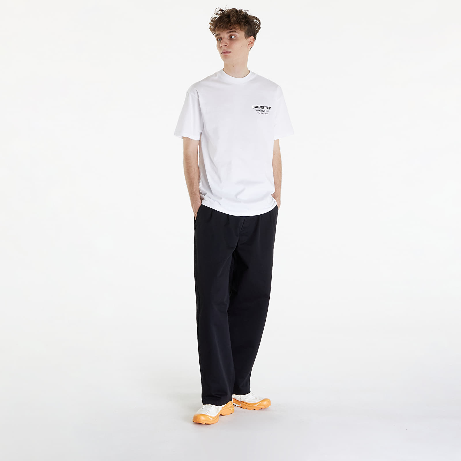 Tricouri  Carhartt WIP Short Sleeve Less Troubles T-Shirt UNISEX White/ Black