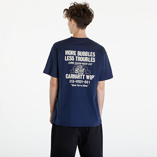Tricouri Carhartt WIP Short Sleeve Less Troubles T Shirt UNISEX Blue Wax Footshop