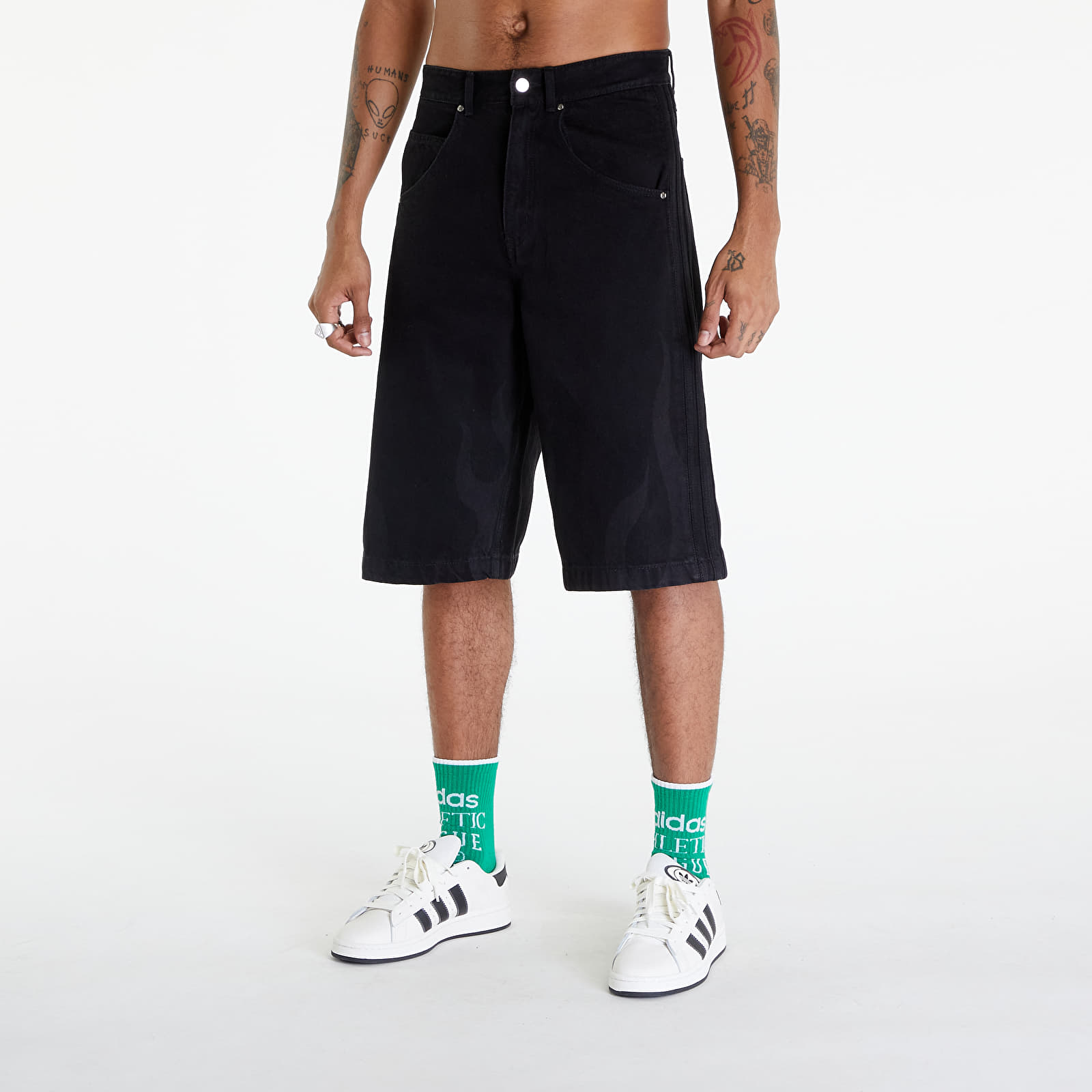 Shorts adidas Flames Denim Short Medium Black Denim Footshop