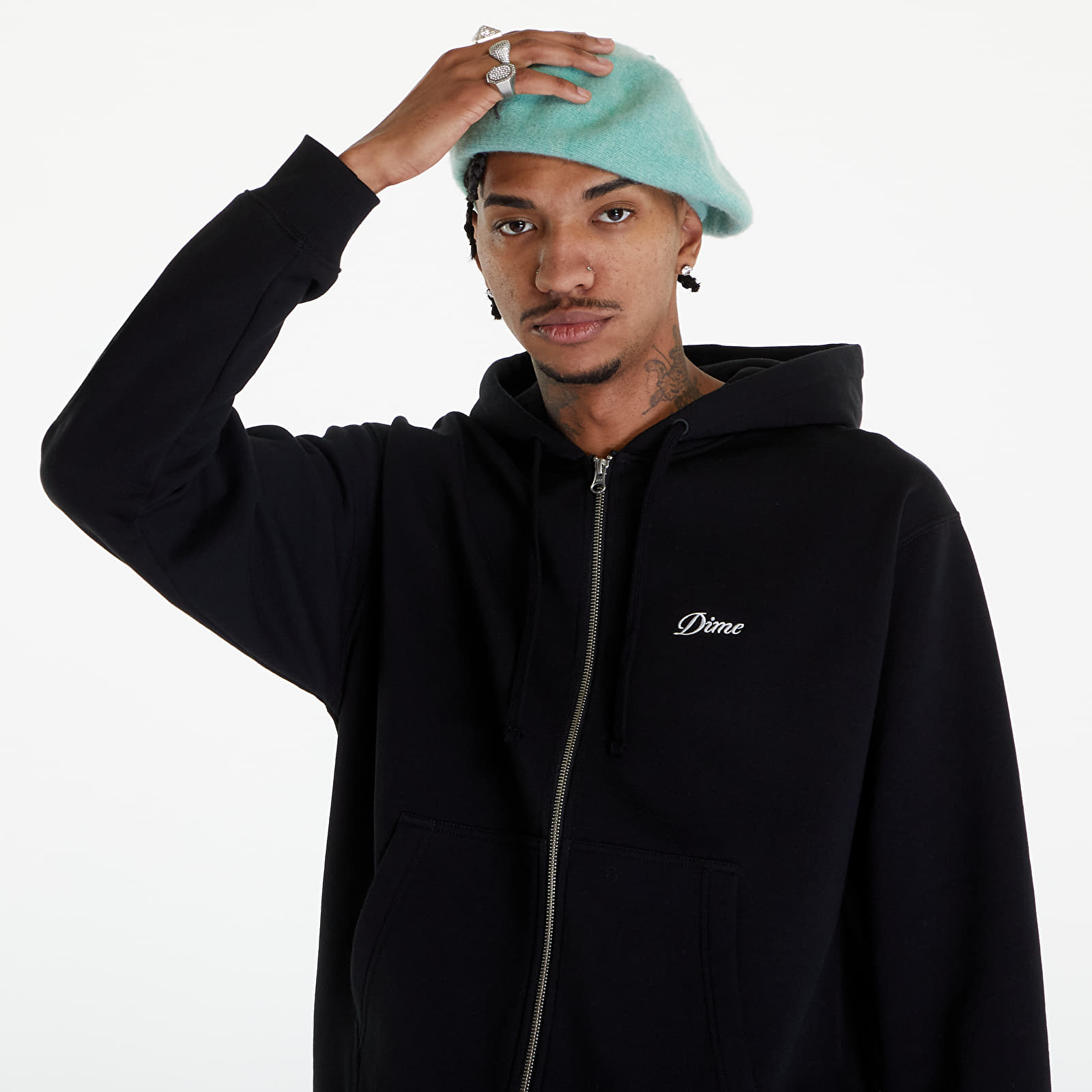 Sweatshirts Dime Cursive Small Logo Zip Hoodie UNISEX Black