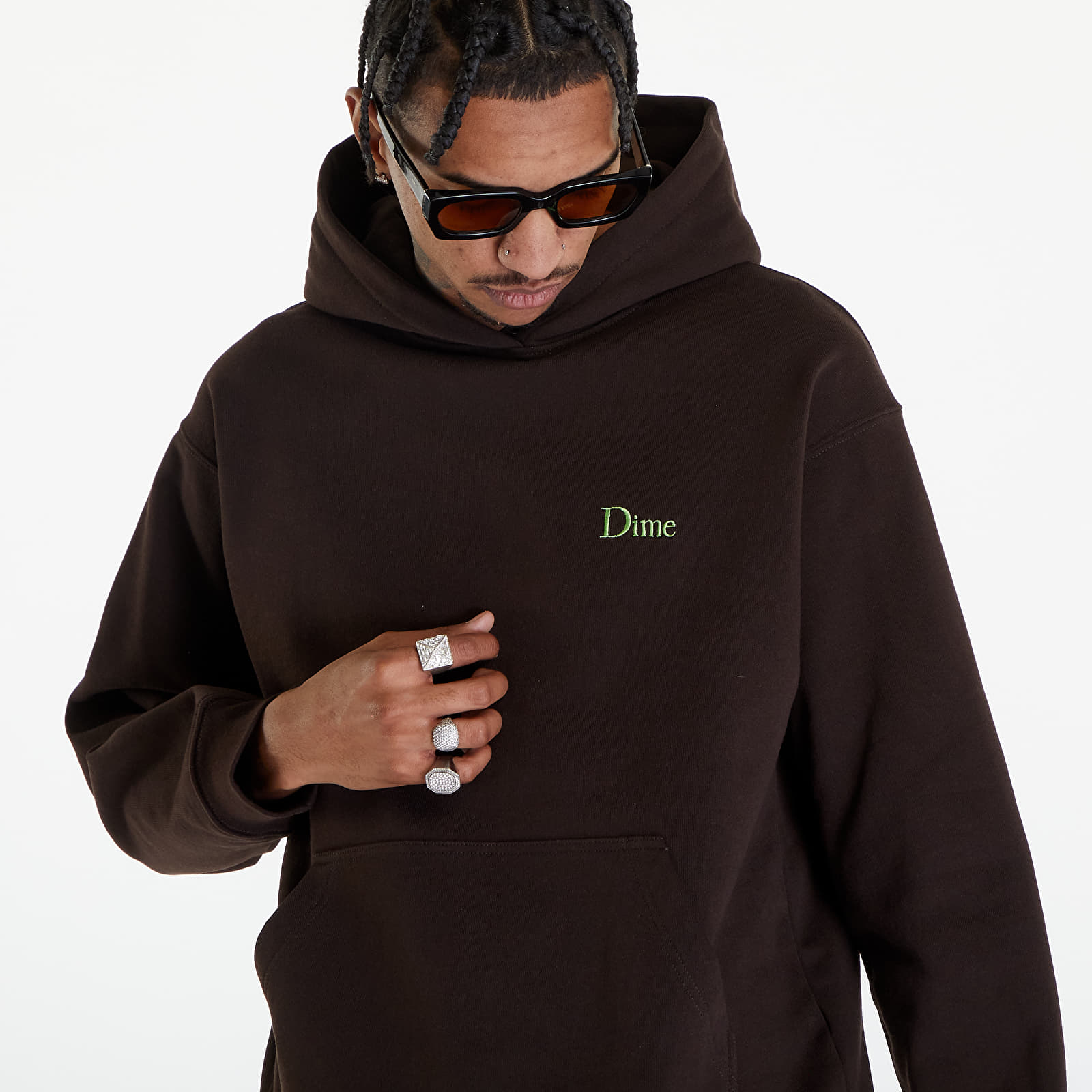 Dime Classic Small Logo Hoodie UNISEX Deep Brown Footshop