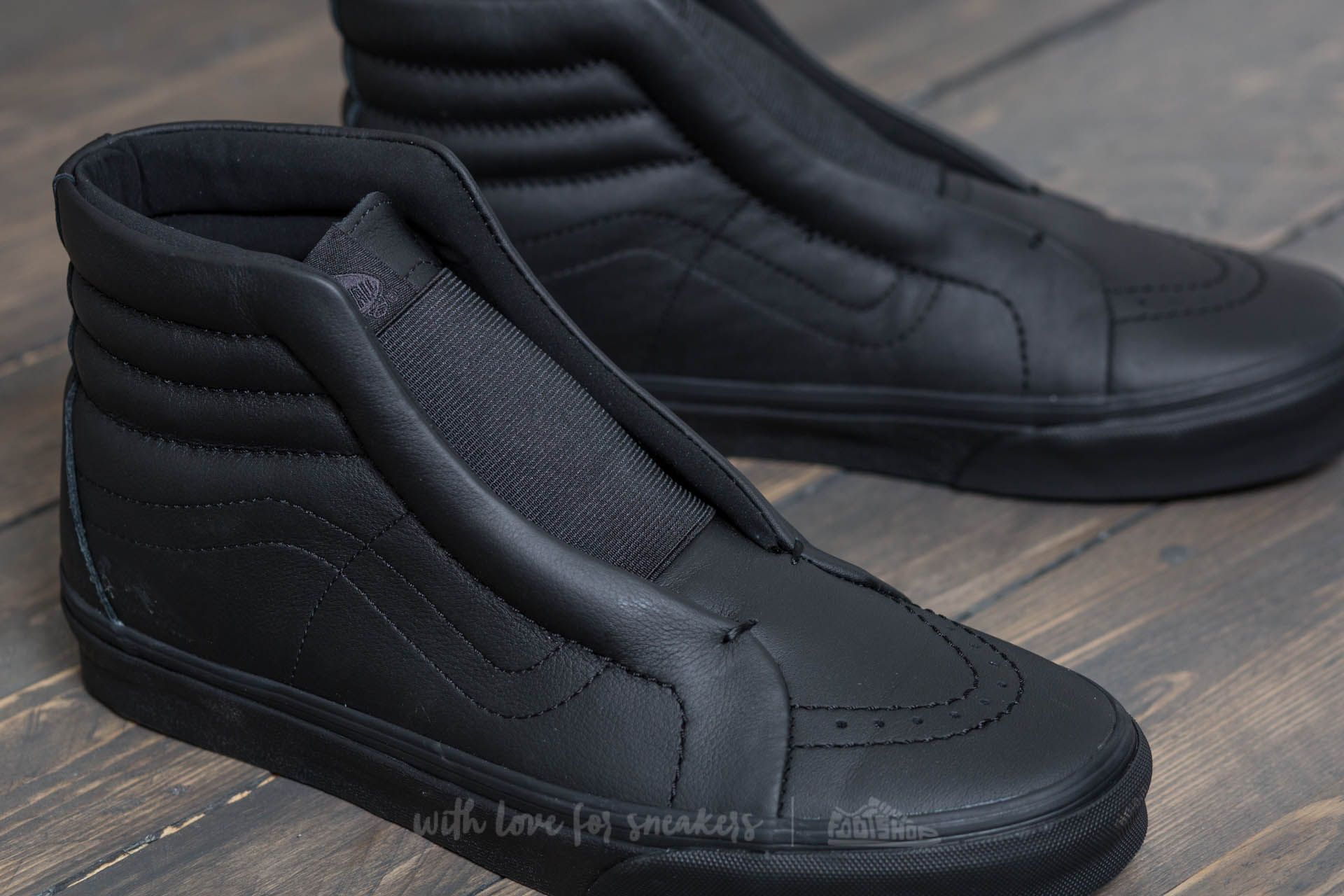 Men s shoes Vans Sk8 Hi Reissue Laceless Leather Black Footshop
