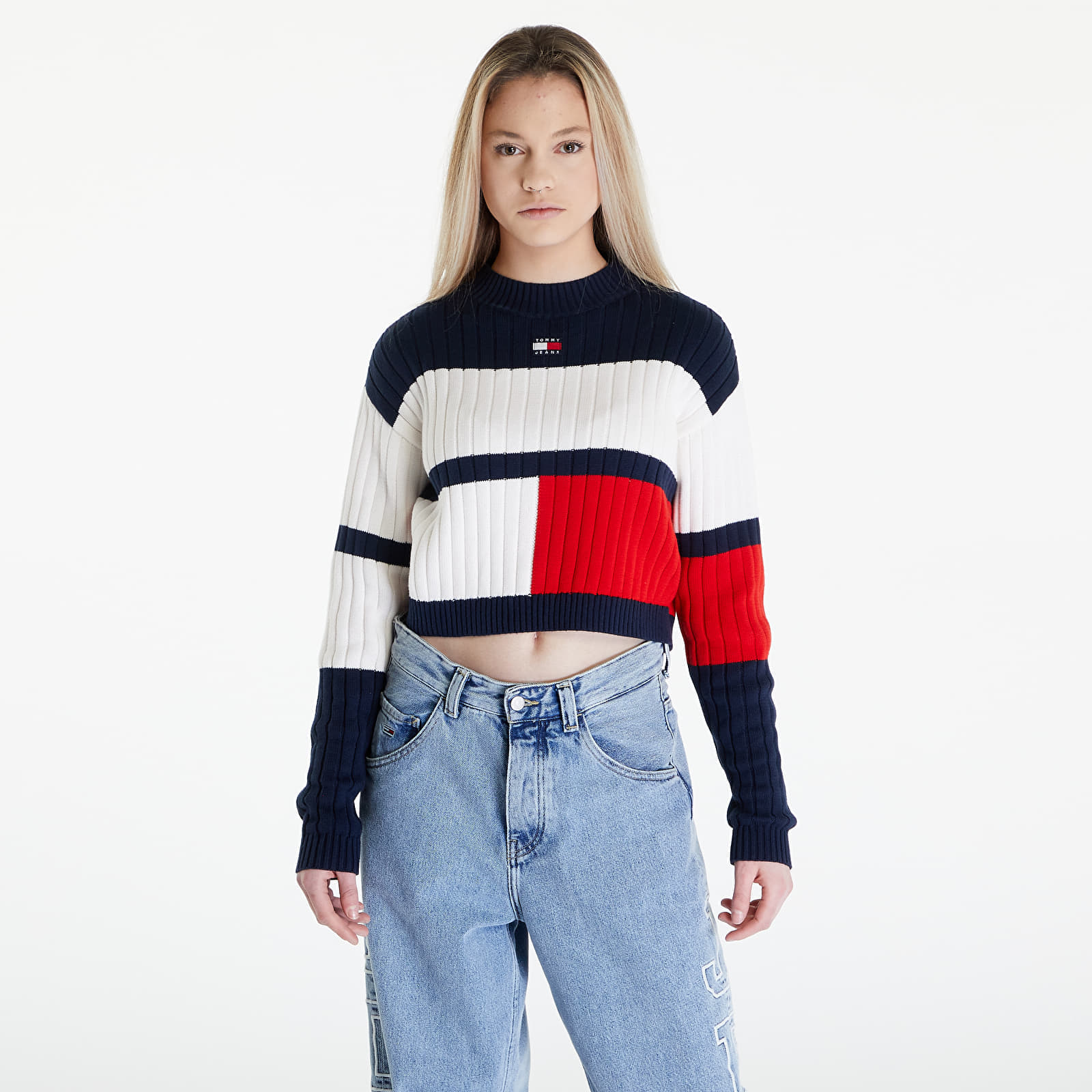 Пуловери Tommy Jeans Colorblock Badge White