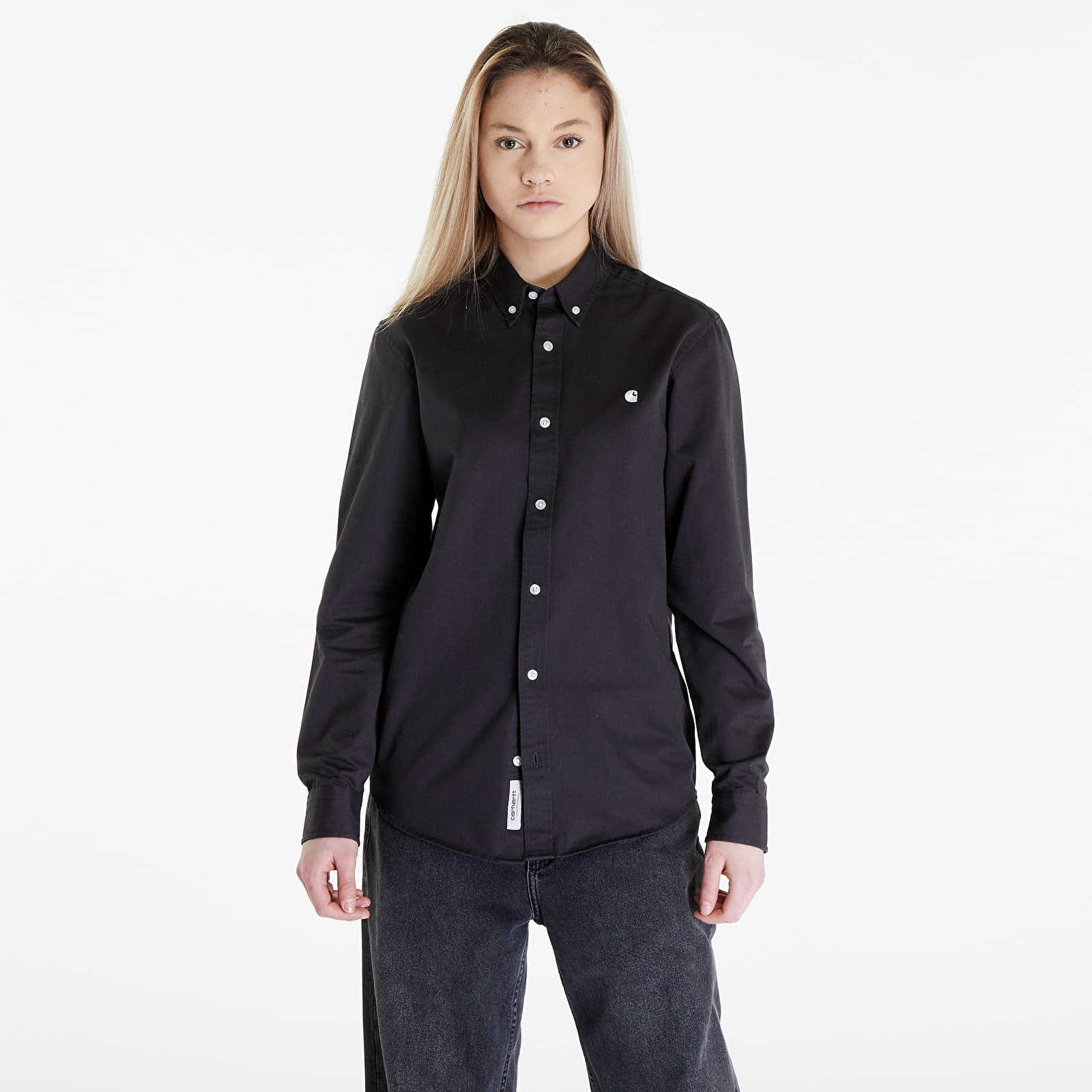 Shirts Carhartt WIP Long Sleeve Madison Shirt UNISEX Charcoal/ White