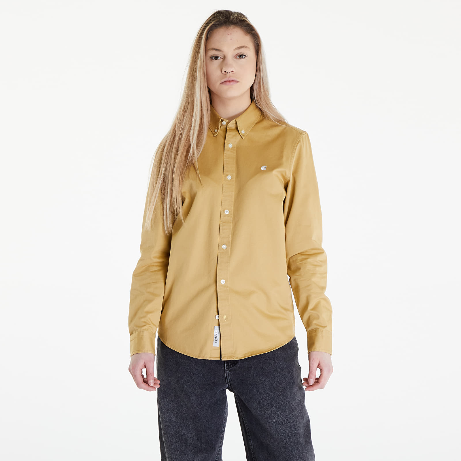 Skjorter Carhartt WIP Long Sleeve Madison Shirt UNISEX Bourbon/ White