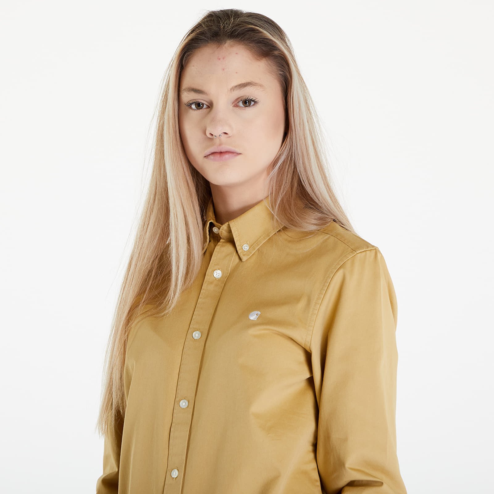 Skjorter Carhartt WIP Long Sleeve Madison Shirt UNISEX Bourbon/ White