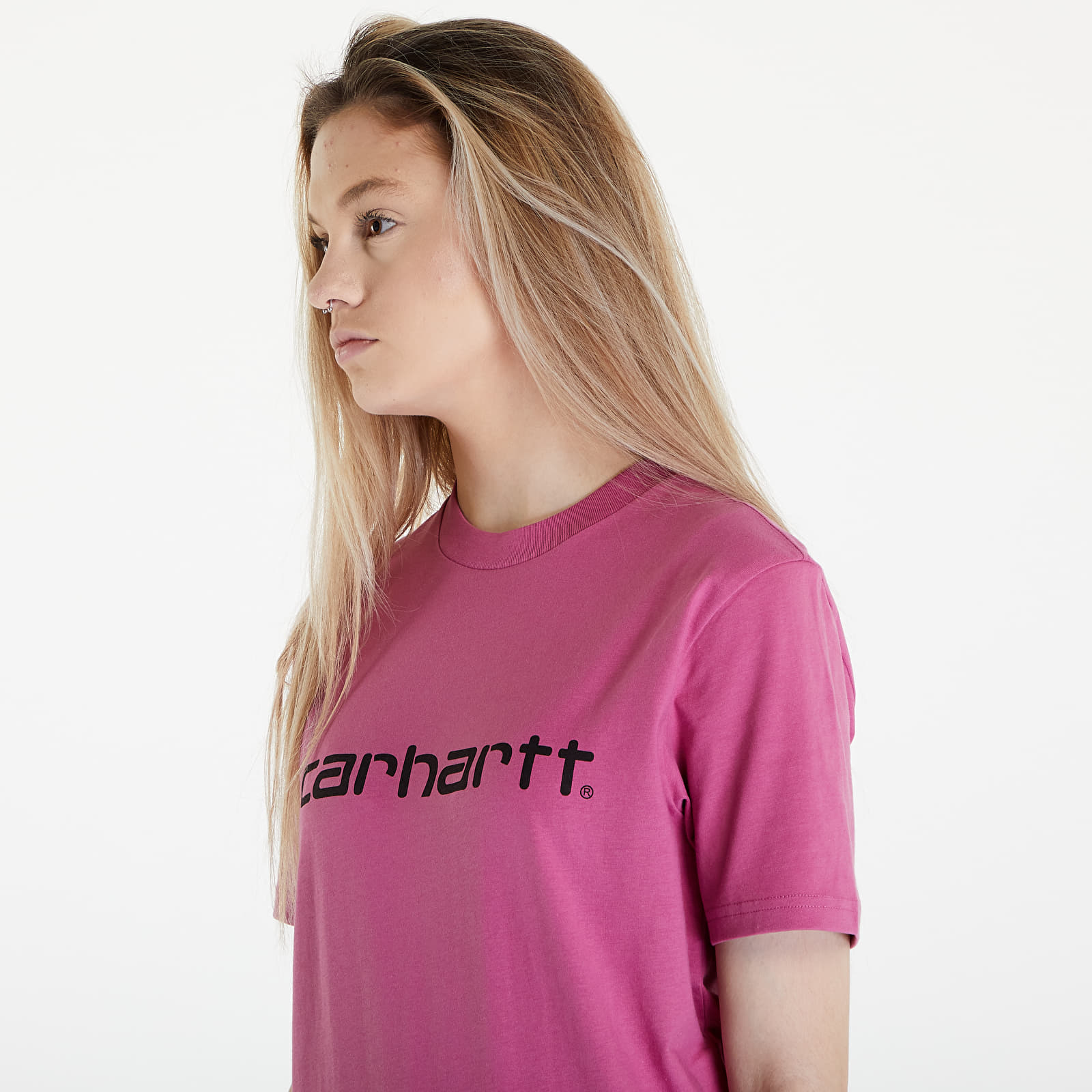 Trička Carhartt WIP Short Sleeve Script T-Shirt UNISEX Magenta/ Black