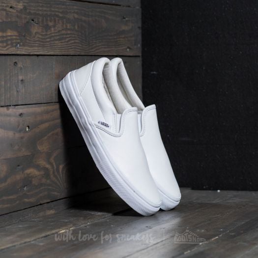 Vans premium leather slip on white sale