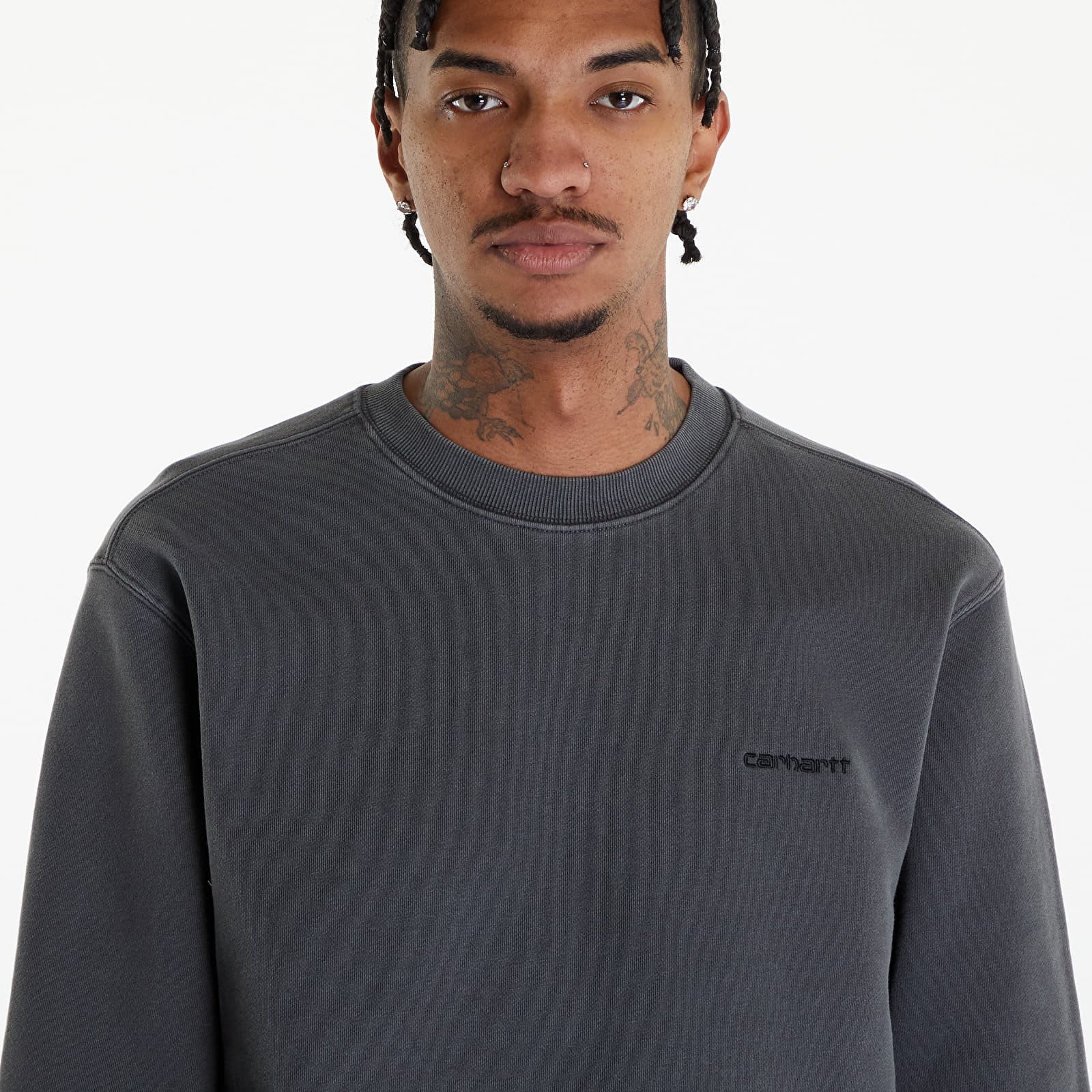 Puloverji   Carhartt WIP Duster Script Sweatshirt UNISEX Black Garment Dyed