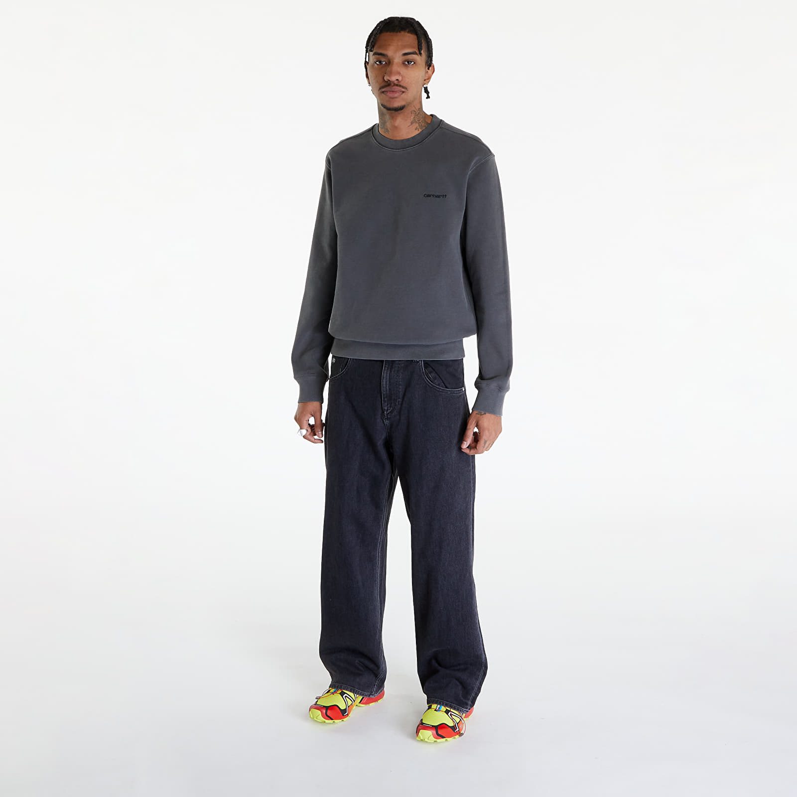 Puloverji   Carhartt WIP Duster Script Sweatshirt UNISEX Black Garment Dyed