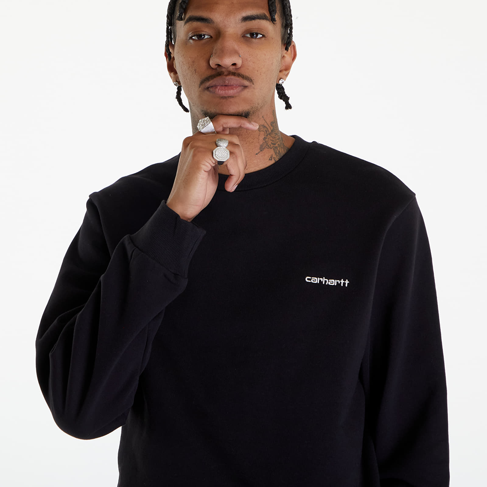 Kapuutsikud ja kampsunid Carhartt WIP Script Embroidery Sweatshirt UNISEX Black/ White