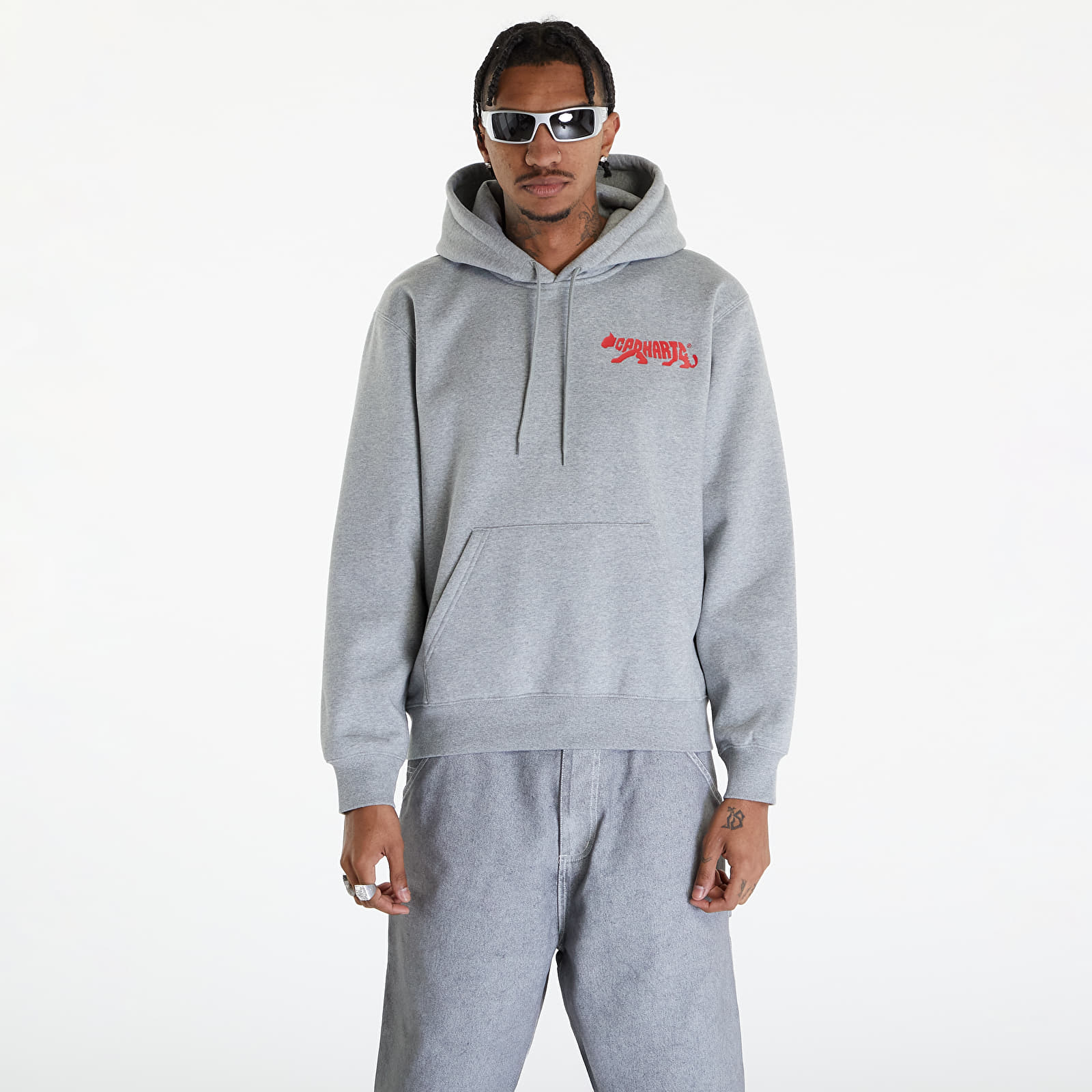 Džemperiai su gobtuvais ir džemperiai Carhartt WIP Rocky Script Hoodie UNISEX Grey Heather
