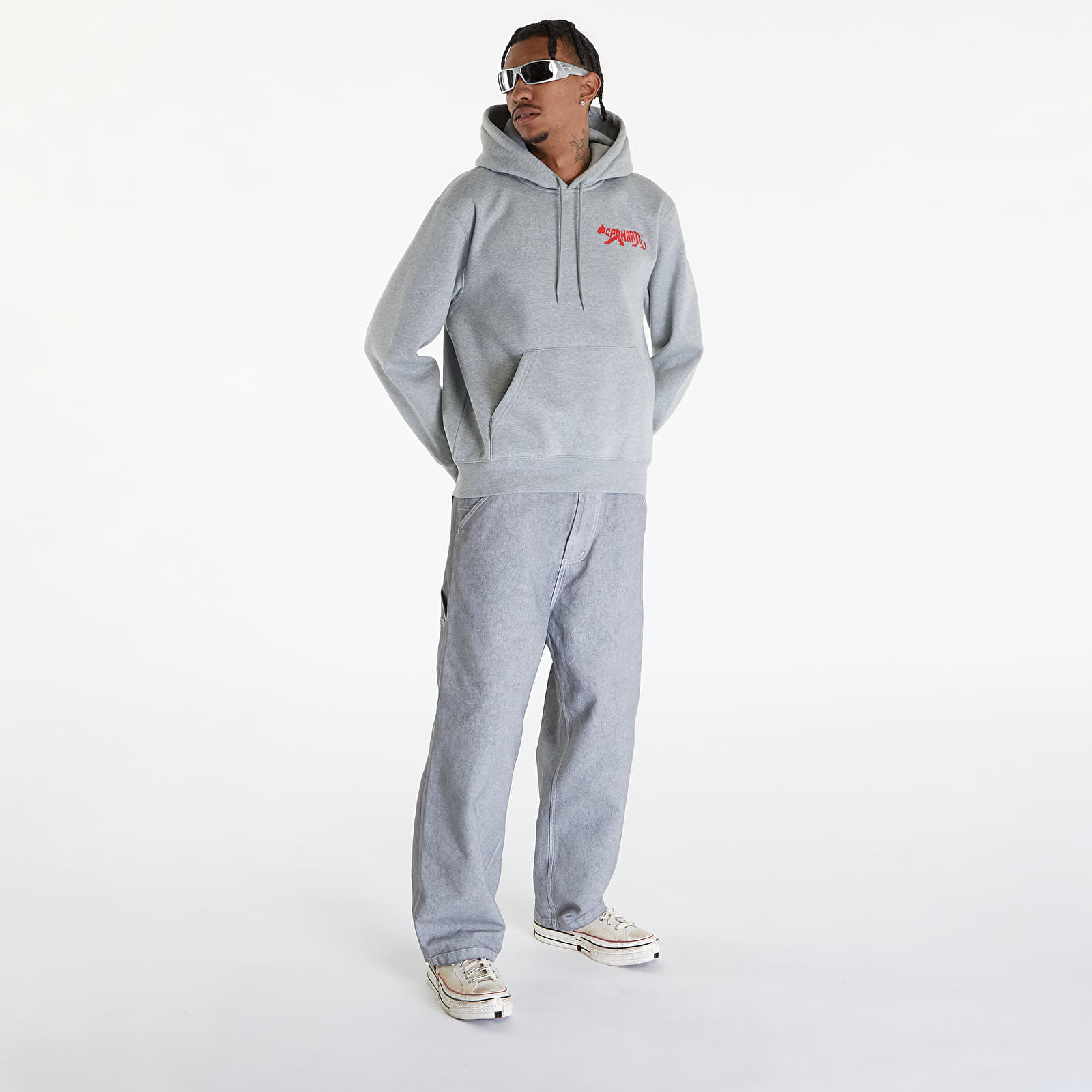 Džemperiai su gobtuvais ir džemperiai Carhartt WIP Rocky Script Hoodie UNISEX Grey Heather