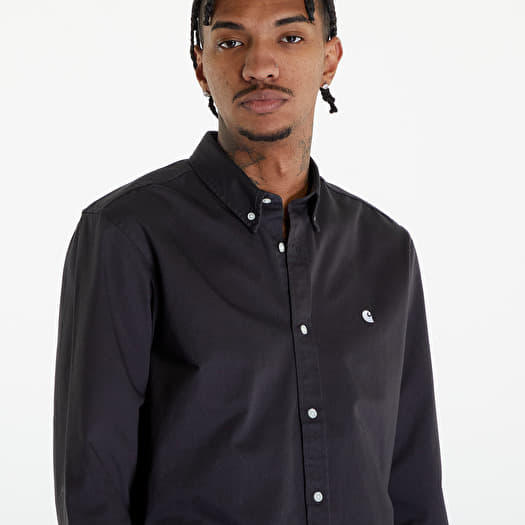 Shirts Carhartt WIP Long Sleeve Madison Shirt UNISEX Charcoal White Footshop
