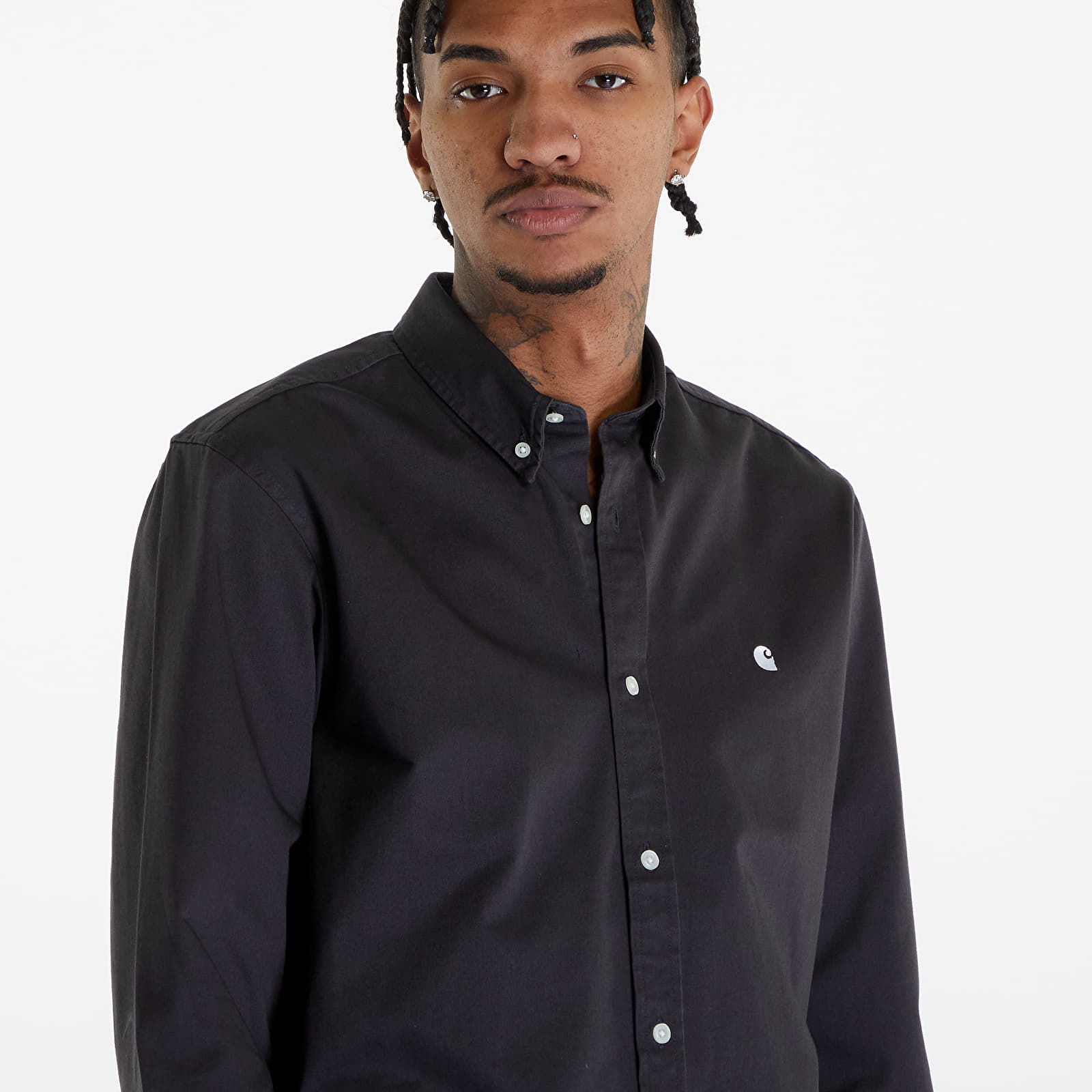 Shirts Carhartt WIP Long Sleeve Madison Shirt UNISEX Charcoal/ White