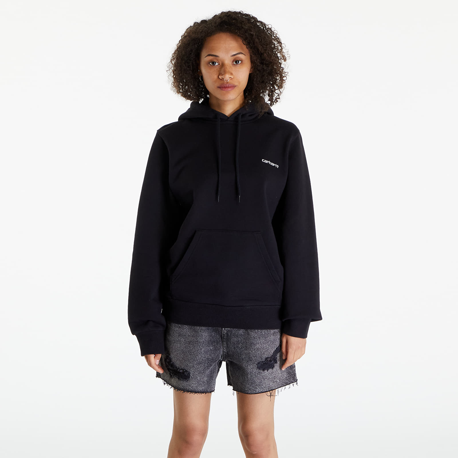 Bluzy Carhartt WIP Script Embroidery Hoodie UNISEX Black/ White