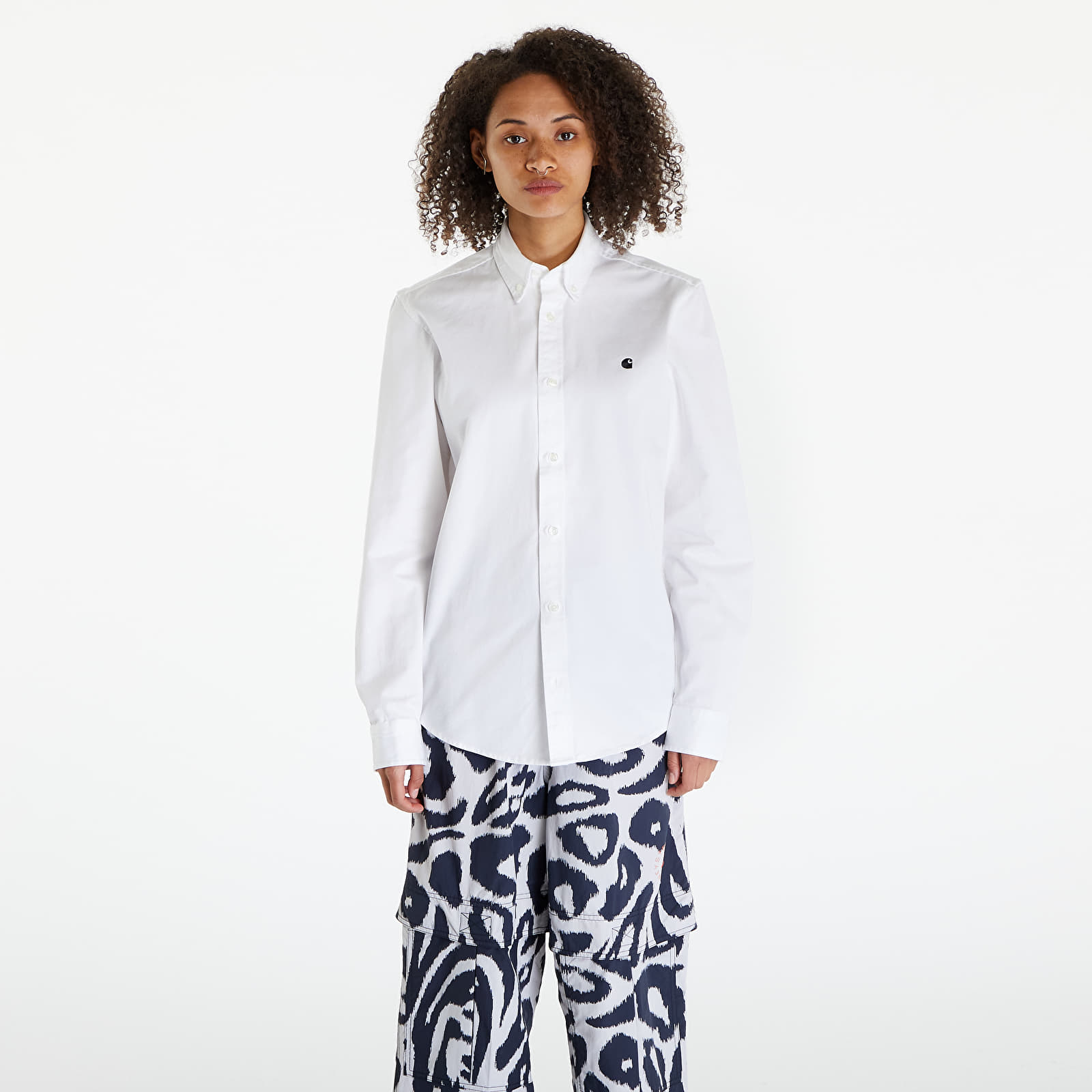 Koszule Carhartt WIP Long Sleeve Madison Shirt UNISEX White/ Black