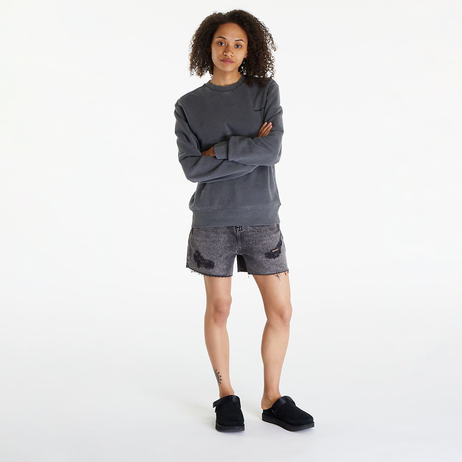 Puloverji   Carhartt WIP Duster Script Sweatshirt UNISEX Black Garment Dyed